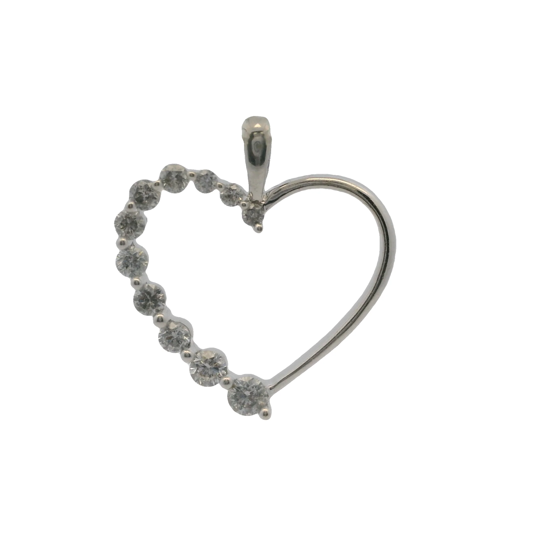 EFFY 14kt Solid White Gold and 1/2ctw Diamond Heart Pendant - Image 2