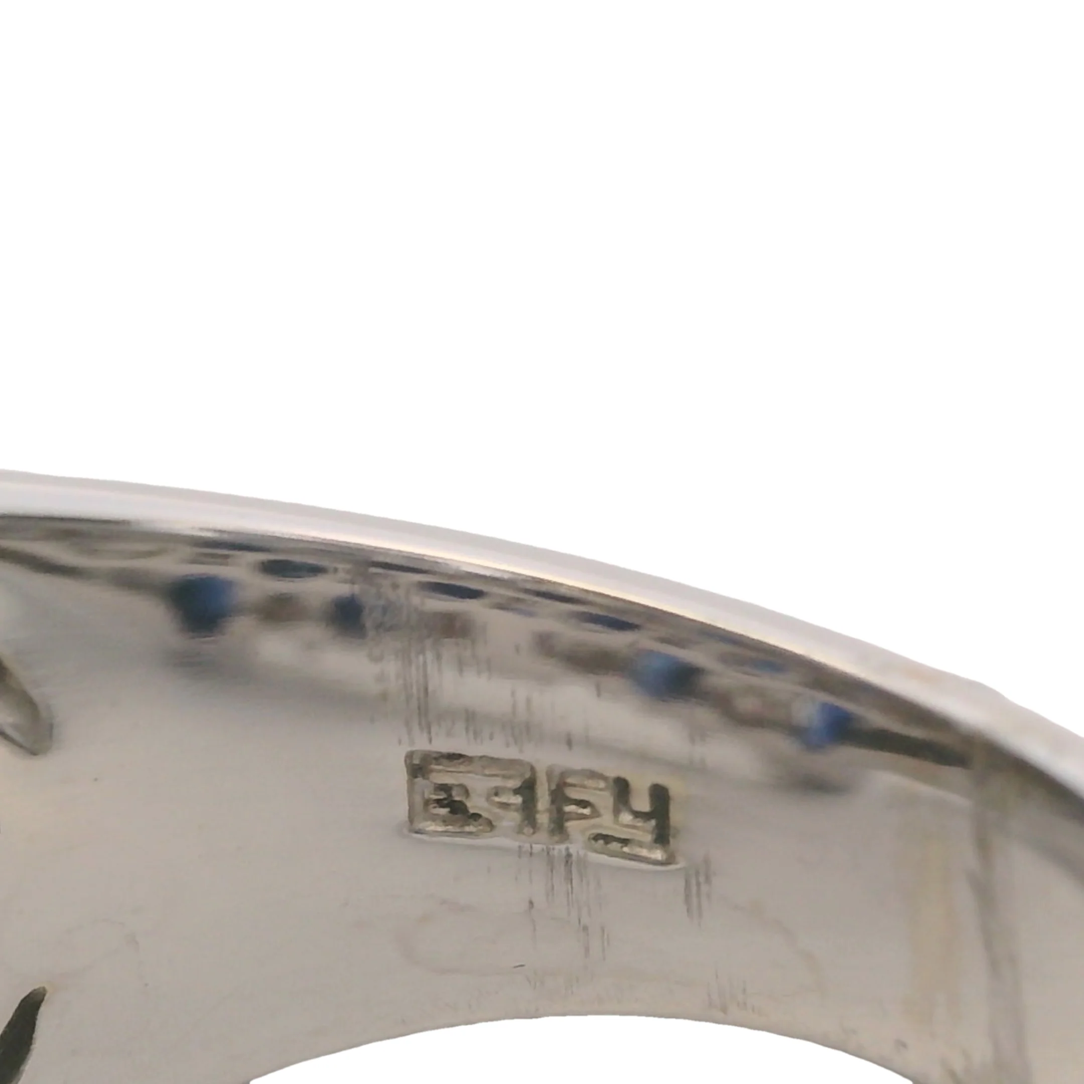 EFFY 14kt White Gold 17.5mm Cluster Statement Band with Oval Sapphires and Diamonds Size 7.5 - Image 5