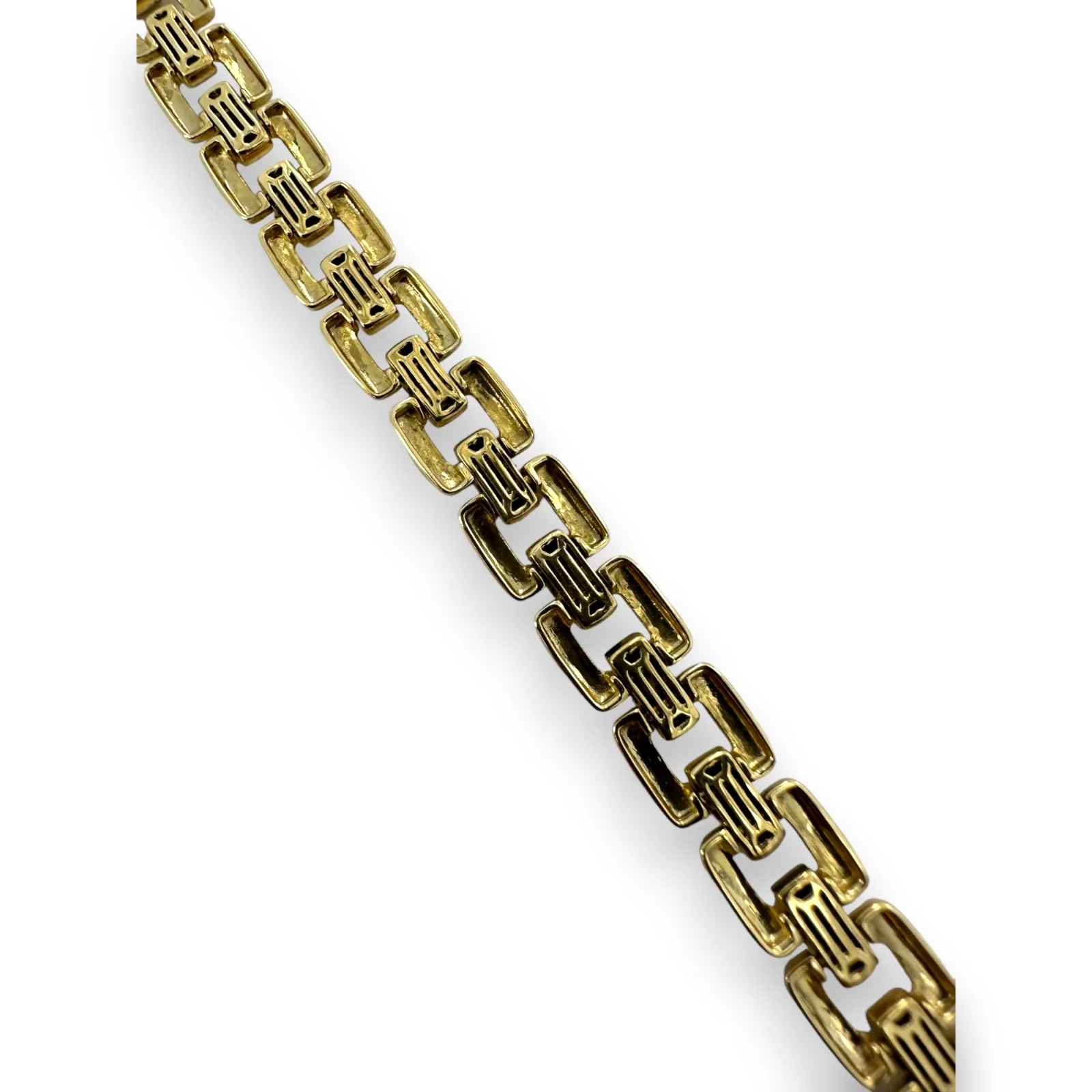 EFFY D'Oro Solid 14kt Yellow Brushed Gold Flat Square Link Bracelet with 0.25ctw Diamonds 7" Length - Image 5