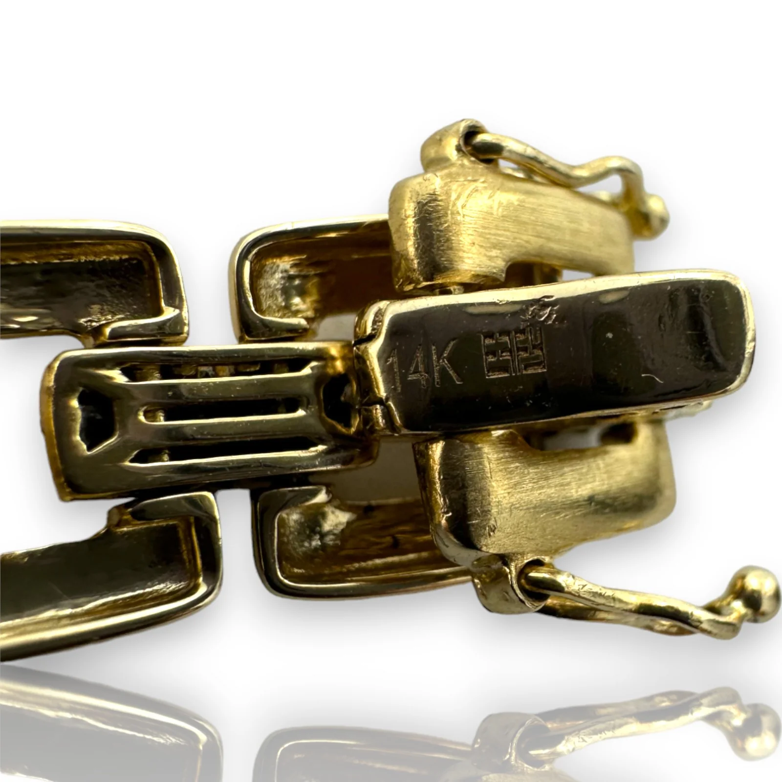 EFFY D'Oro Solid 14kt Yellow Brushed Gold Flat Square Link Bracelet with 0.25ctw Diamonds 7" Length - Image 6