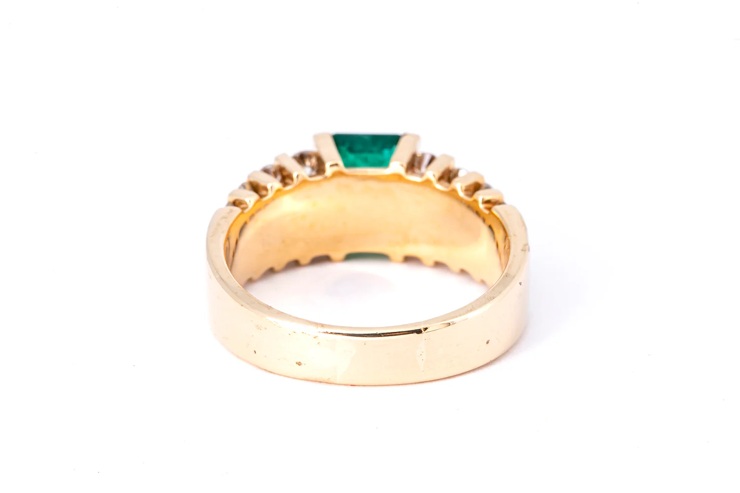 Effy Emerald & Graduated Diamond Cocktail Cluster 14K 585 Yellow Gold Ring 8 1/2 - Image 3