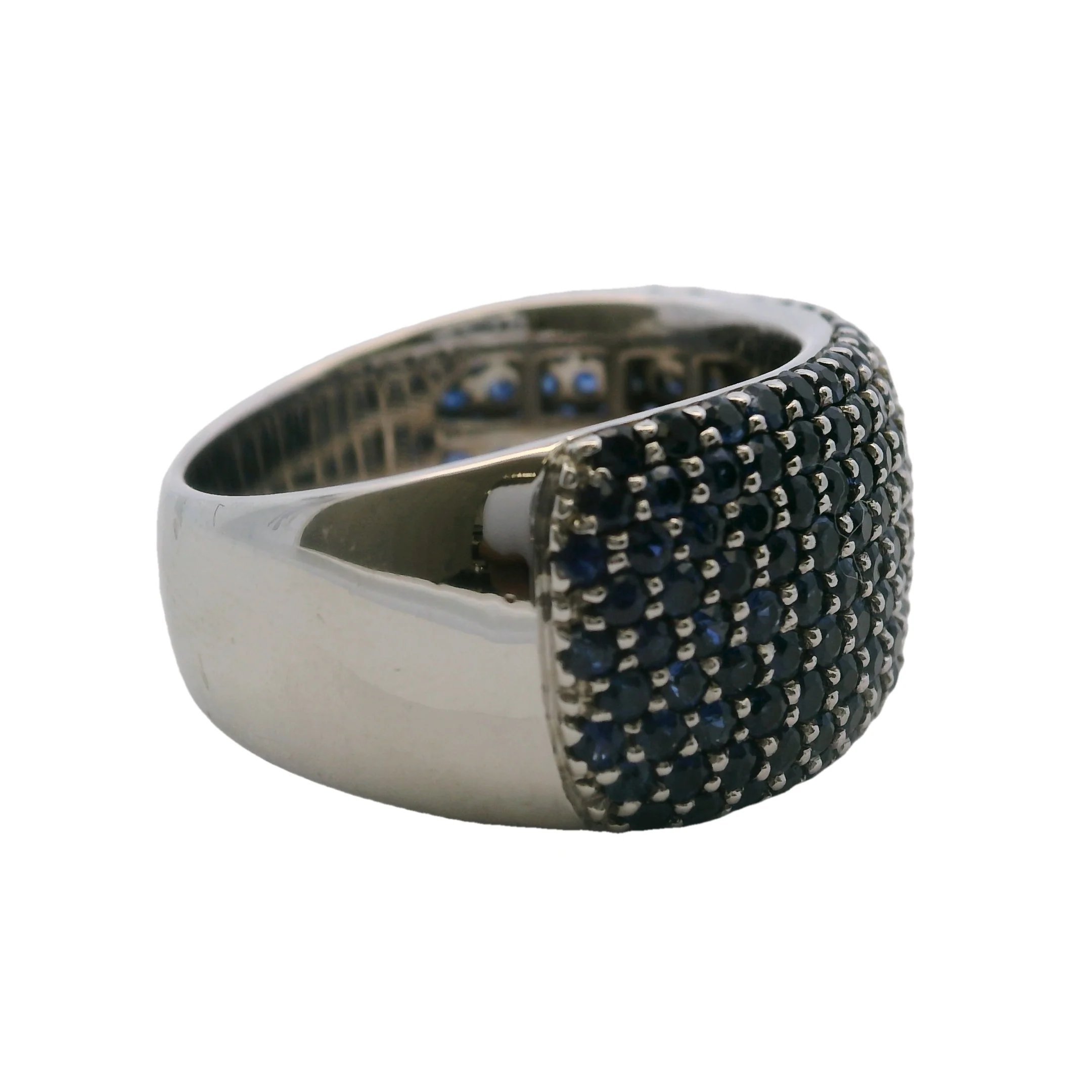 EFFY Jewelry 11.2mm Wide 14kt White Gold and Sapphire Cluster Band Size 7 - Image 2