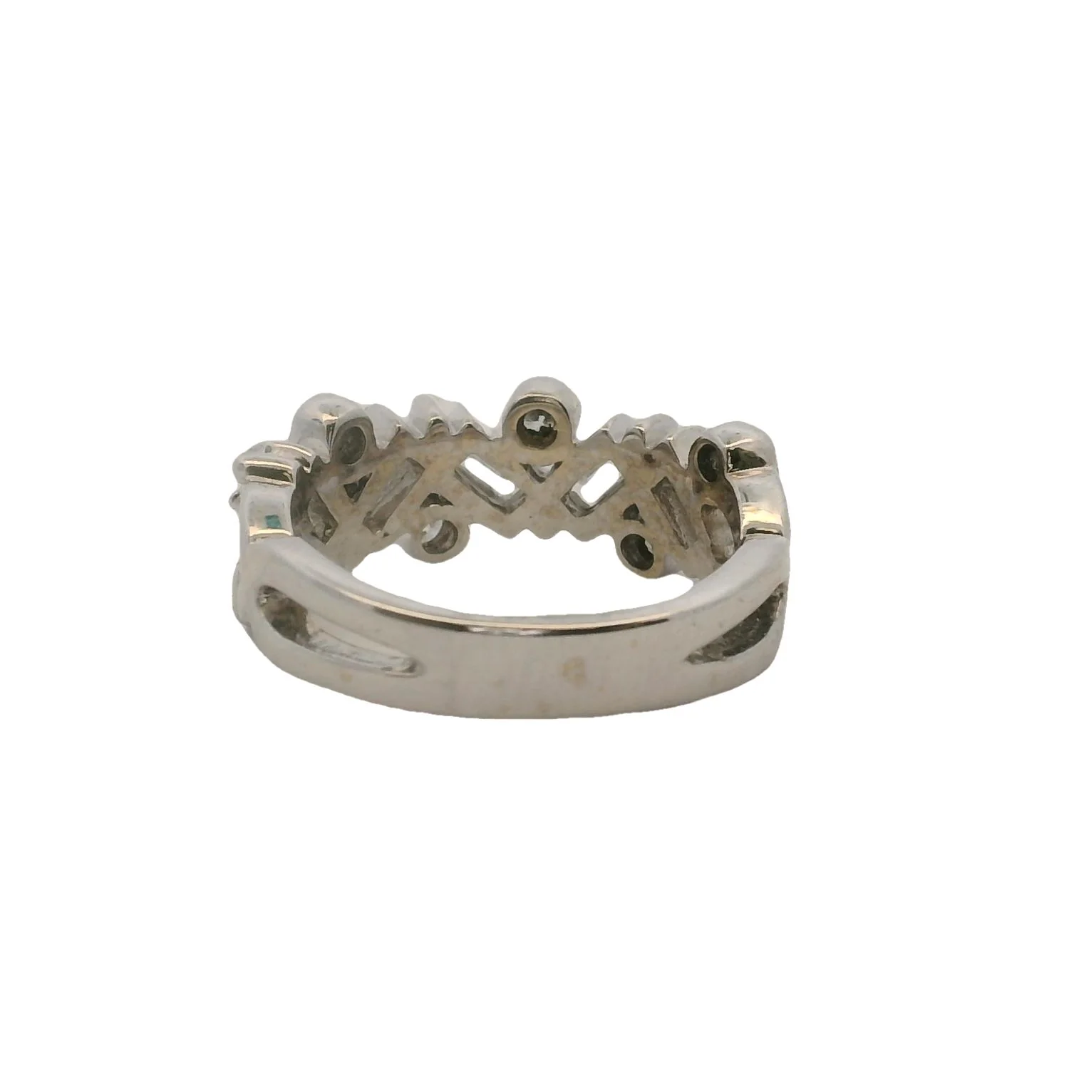 EFFY Jewelry Solid 14kt White Gold Baguette and Round Diamond Cluster 8mm Wide Fashion Ring Size 6 - Image 5