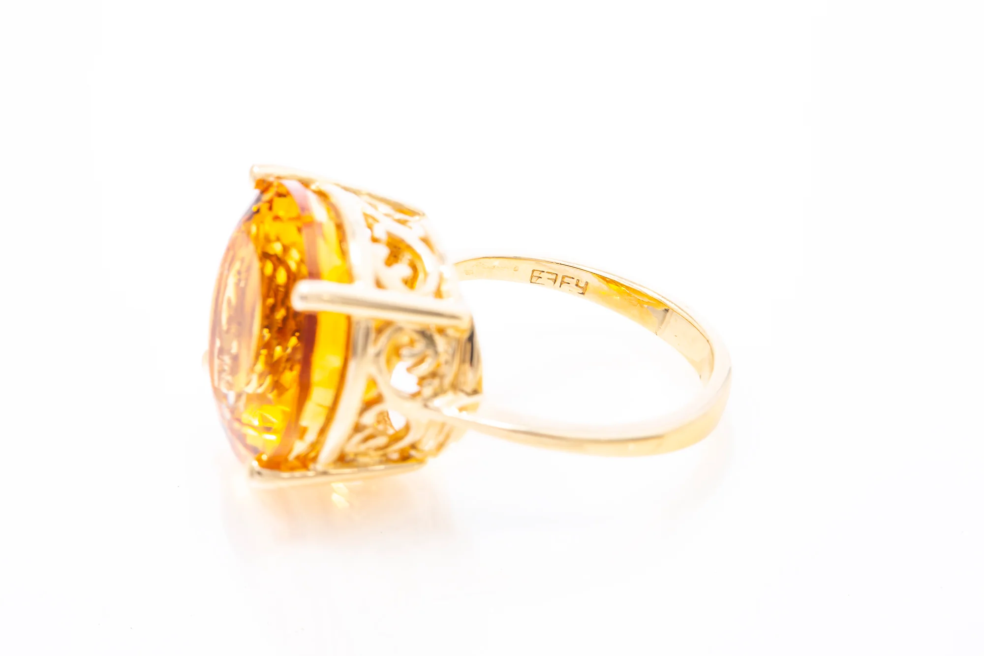 Effy Natural Round 11.03ct Citrine Gemstone 14k 585 Yellow Gold Ring Size 5 - Image 2