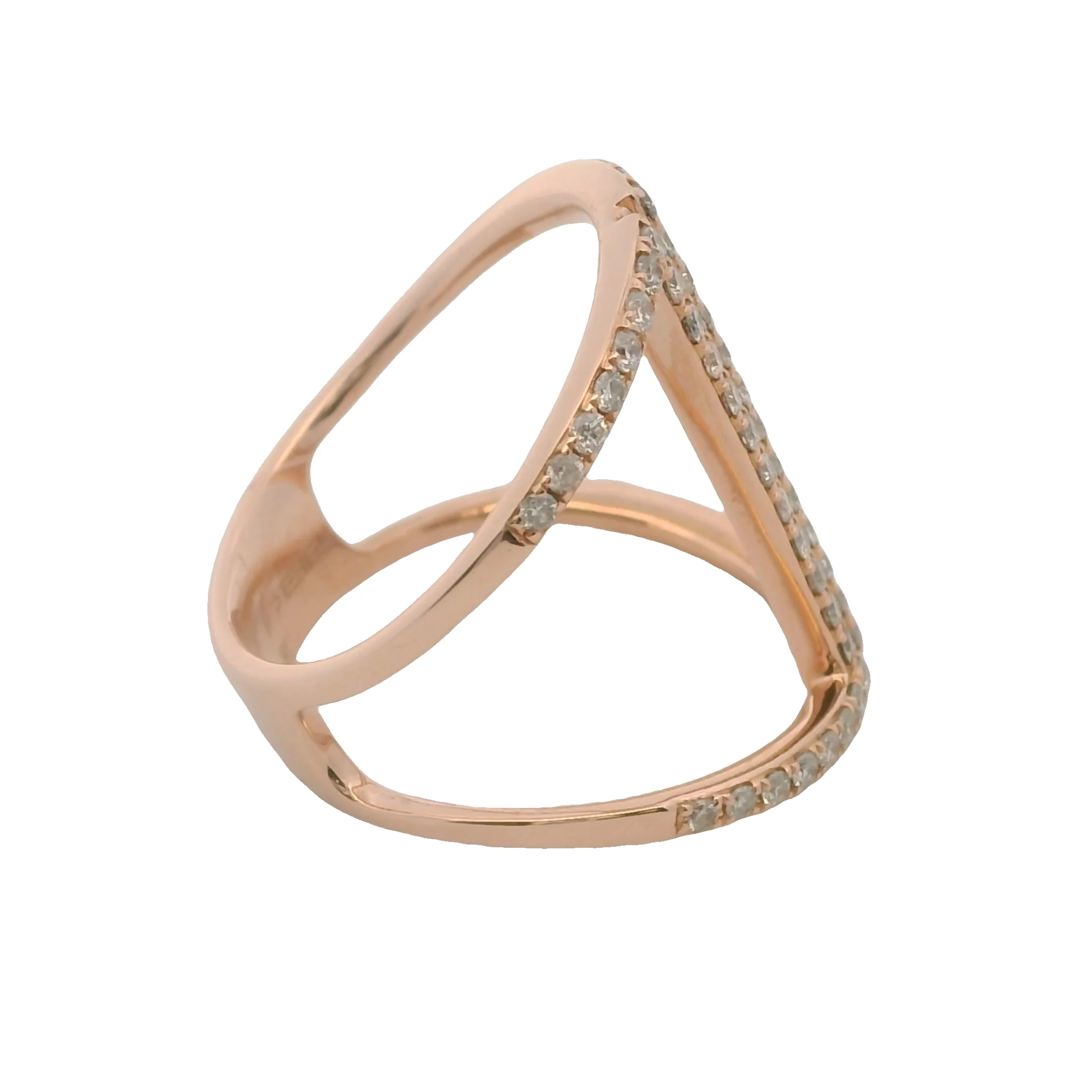 EFFY Solid 14kt Rose Gold and Diamond Cocktail Long Cage Ring Size 7 - Image 2