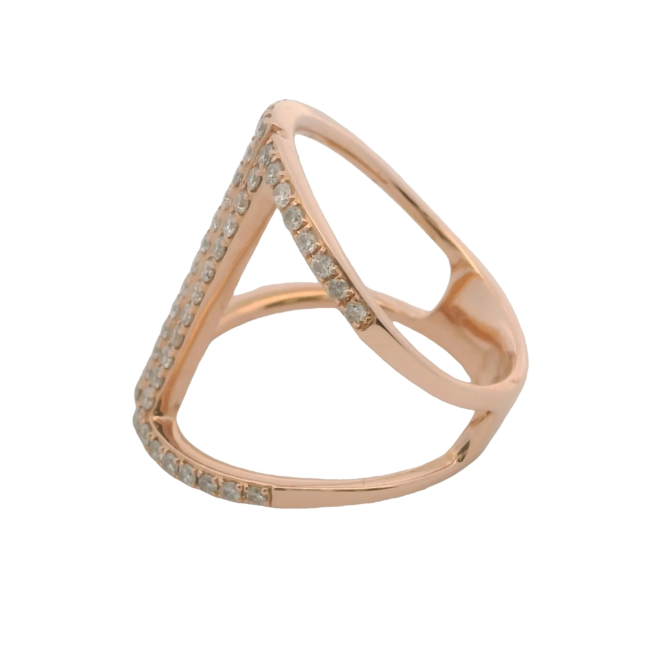 EFFY Solid 14kt Rose Gold and Diamond Cocktail Long Cage Ring Size 7 - Image 3
