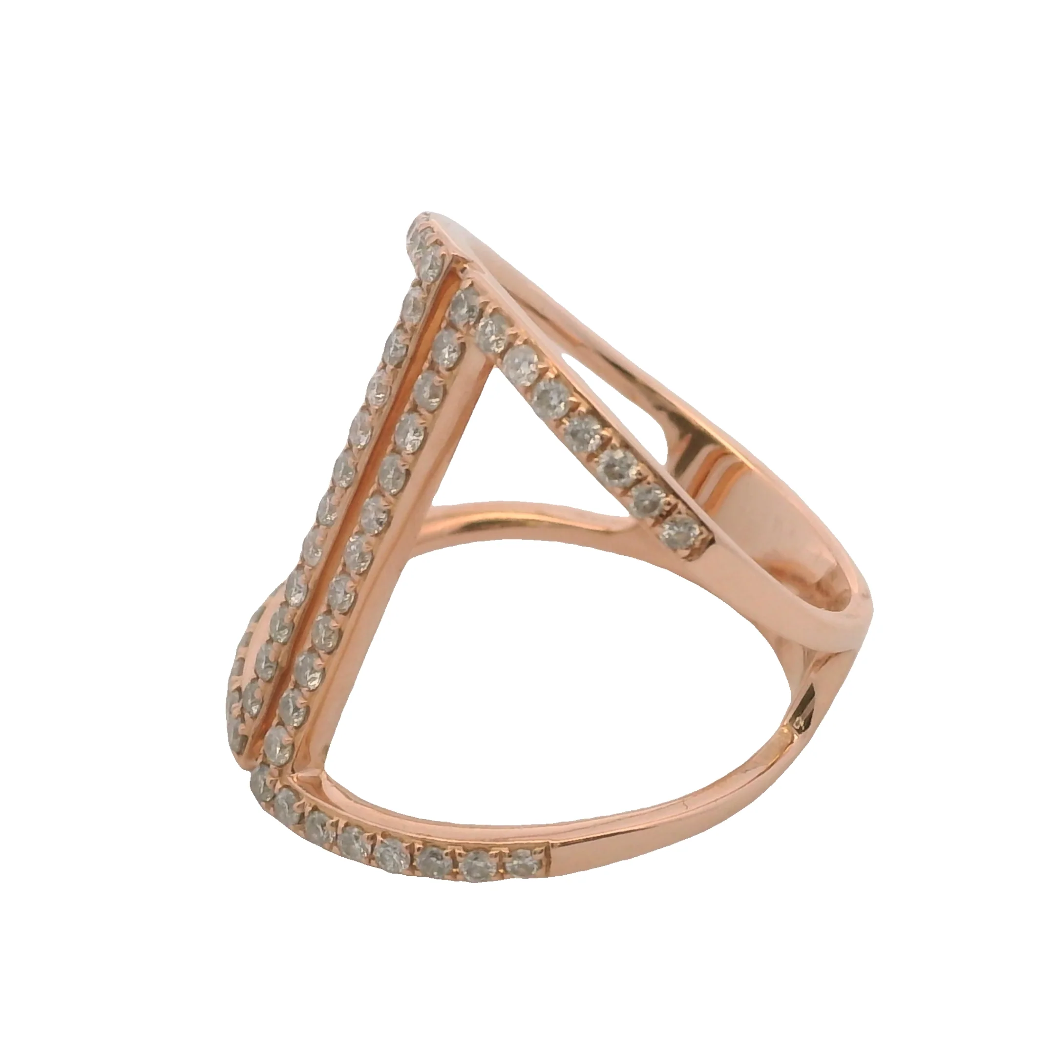 EFFY Solid 14kt Rose Gold and Diamond Cocktail Long Cage Ring Size 7 - Image 4