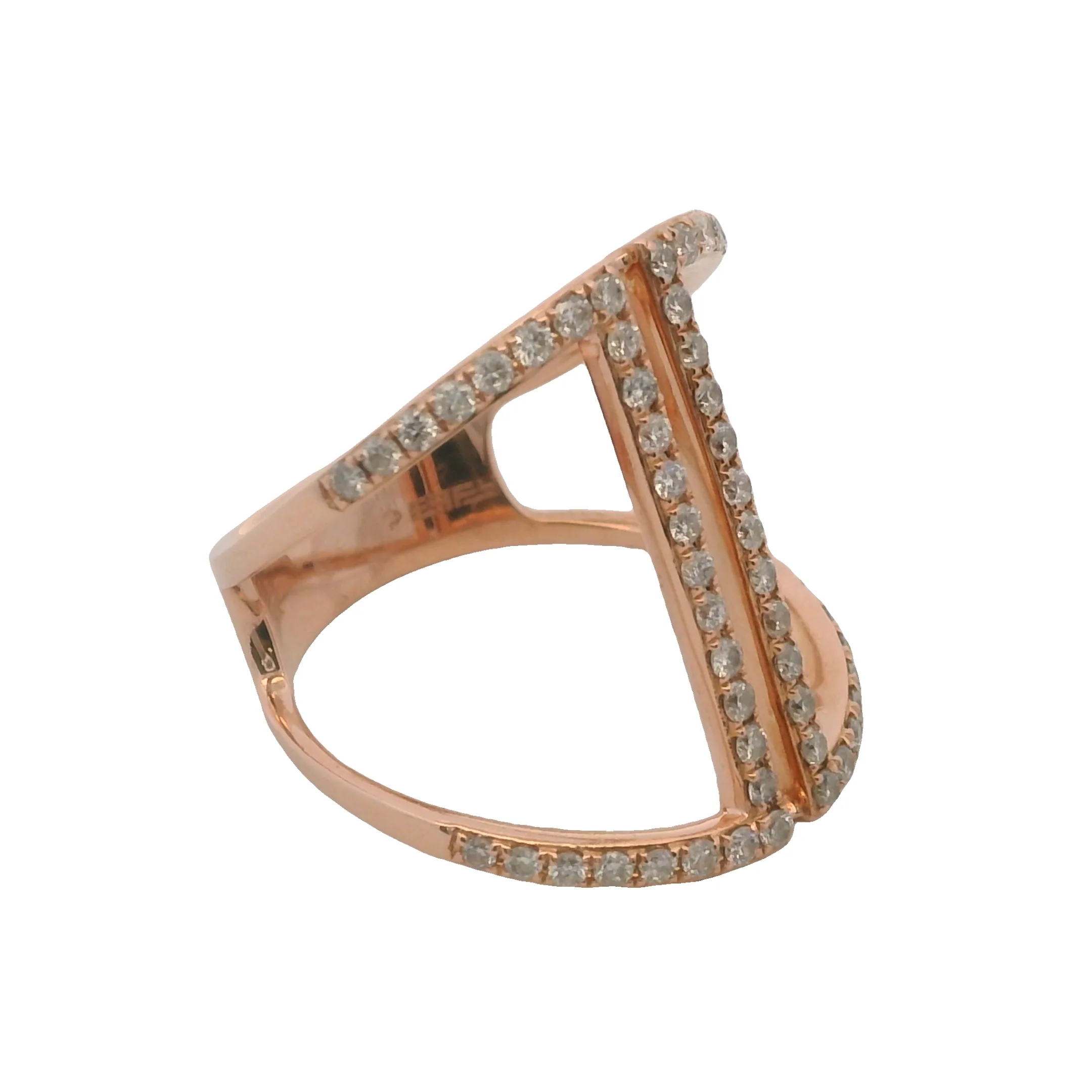 EFFY Solid 14kt Rose Gold and Diamond Cocktail Long Cage Ring Size 7 - Image 5