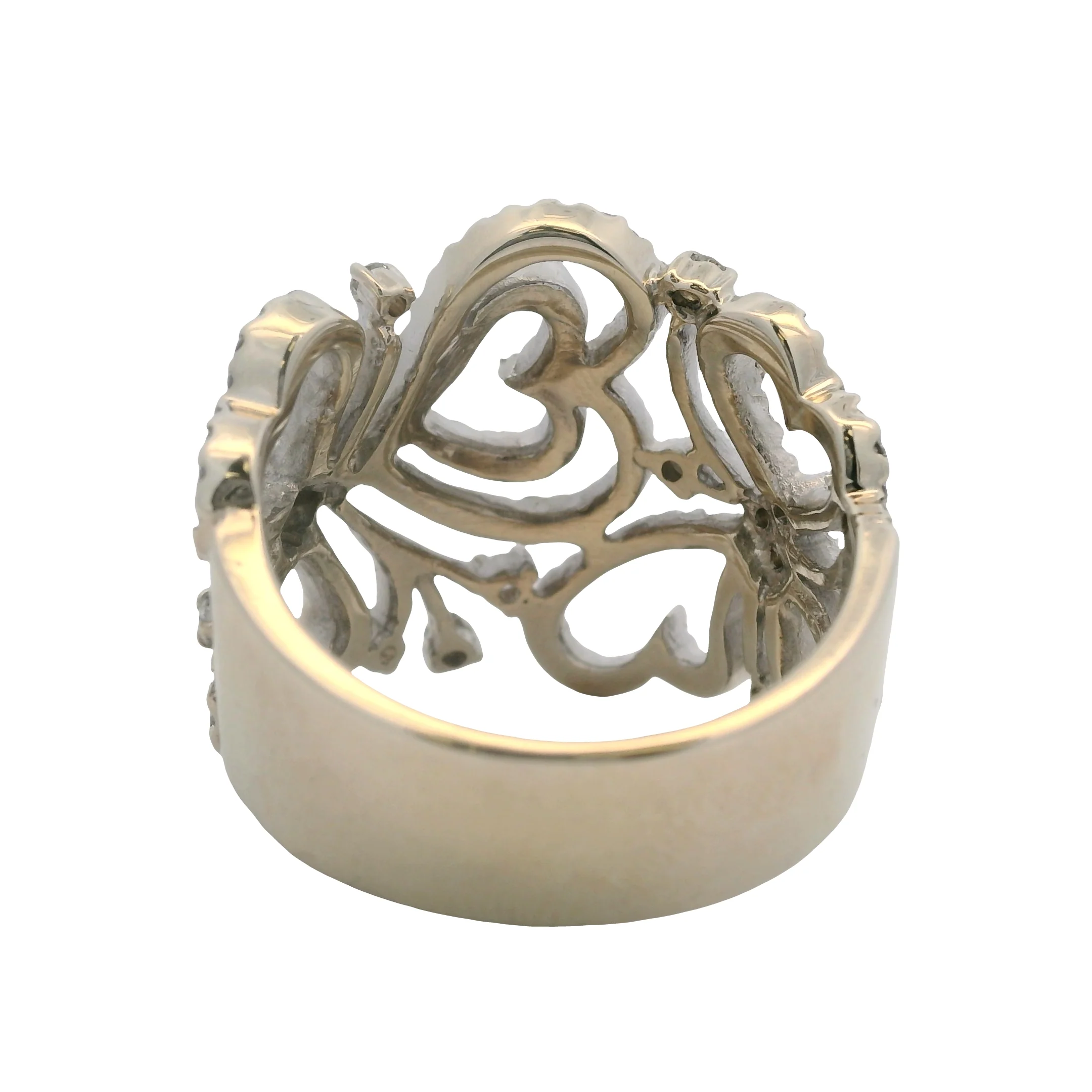 EFFY Solid 14kt White Gold Diamond Swirl Heart Statement 20mm Cluster Ring Size 7.5 - Image 5