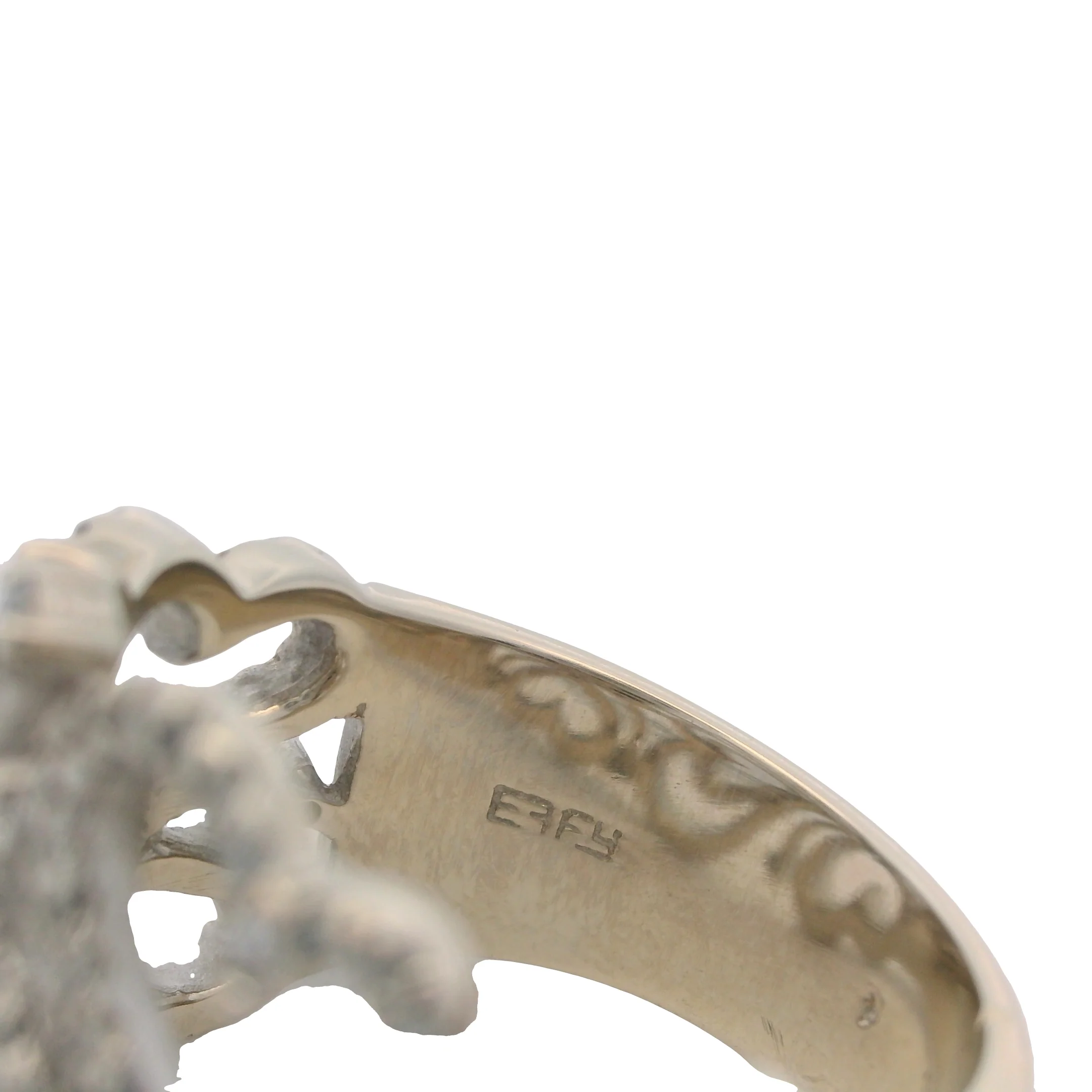 EFFY Solid 14kt White Gold Diamond Swirl Heart Statement 20mm Cluster Ring Size 7.5 - Image 6