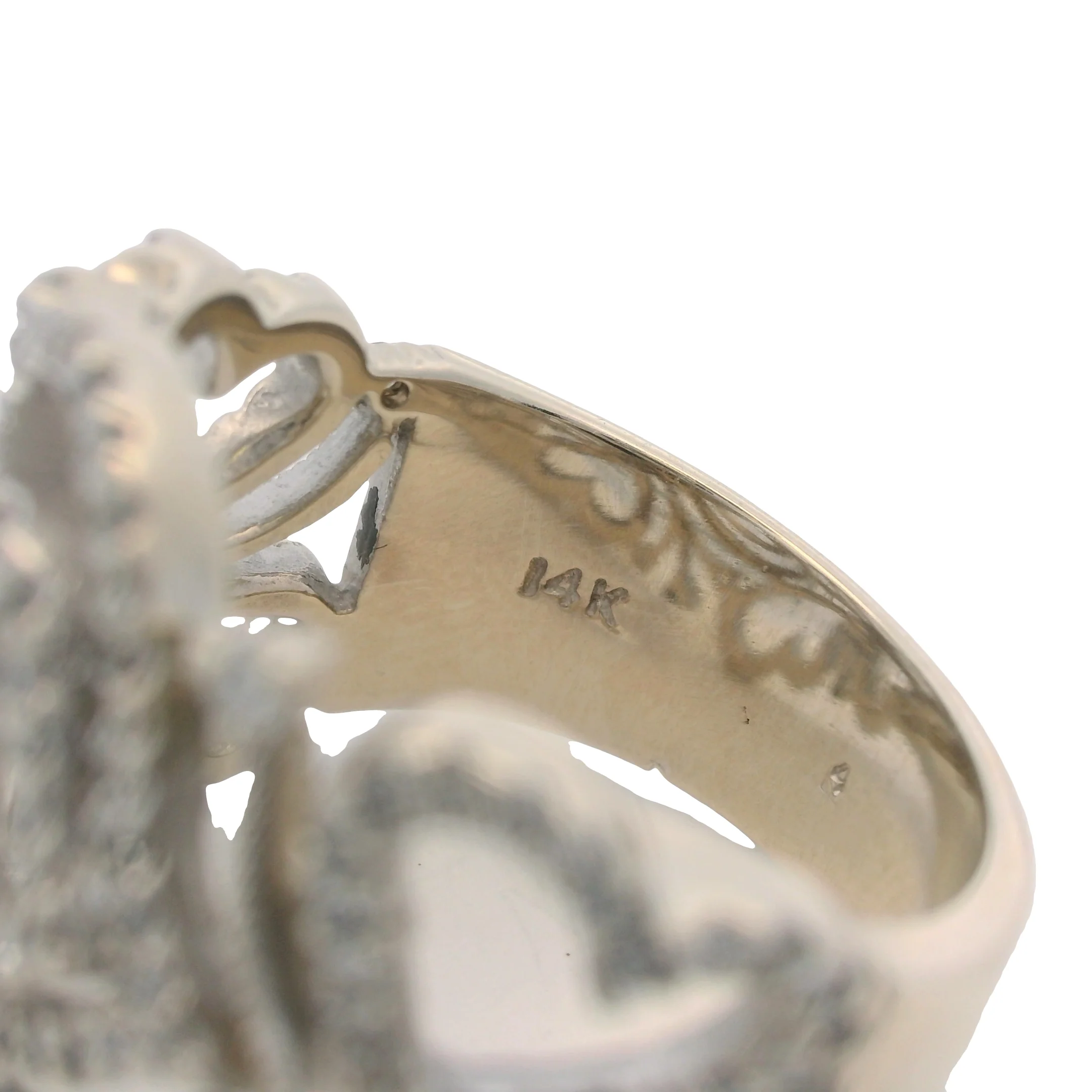 EFFY Solid 14kt White Gold Diamond Swirl Heart Statement 20mm Cluster Ring Size 7.5 - Image 7