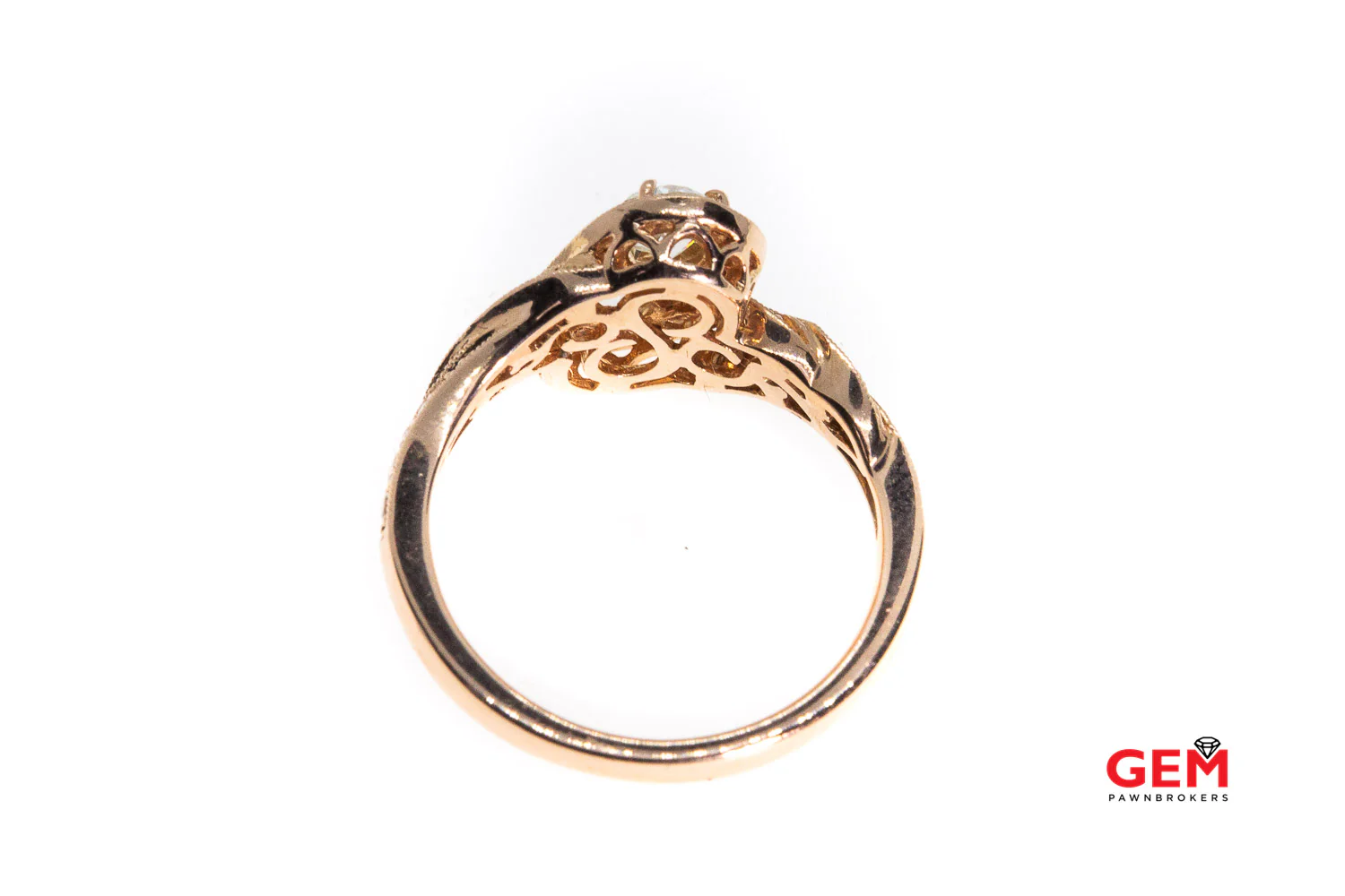 Effy Two Stone Diamond Pave Band 14K 585 Rose Gold Milgrain Accent Ring Sz 6 3/4 - Image 2
