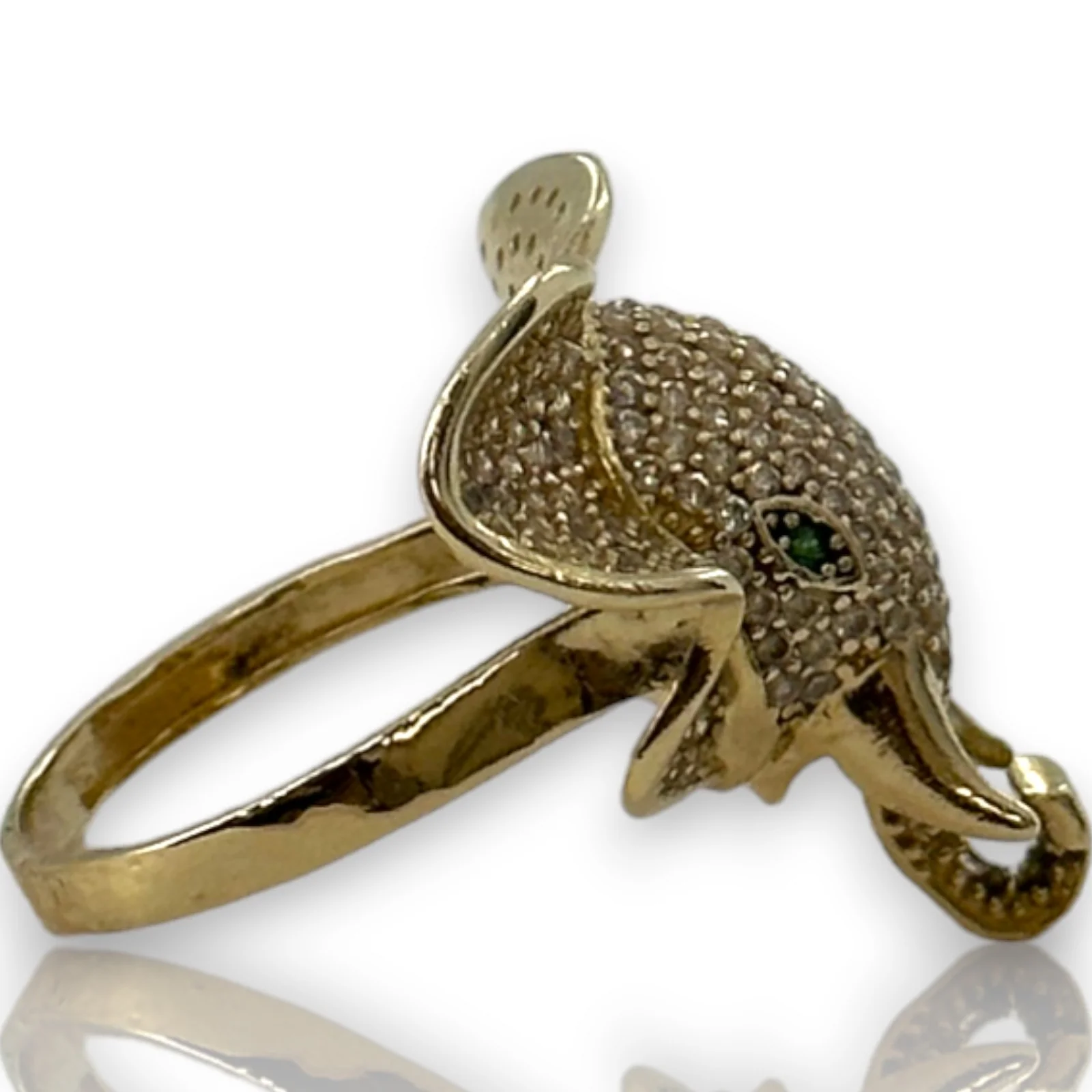 Elephant Head Cocktail Statement Ring CZ Cubic Zirconia Size 7 Solid 14kt Yellow Gold WJD Exclusives - Image 2