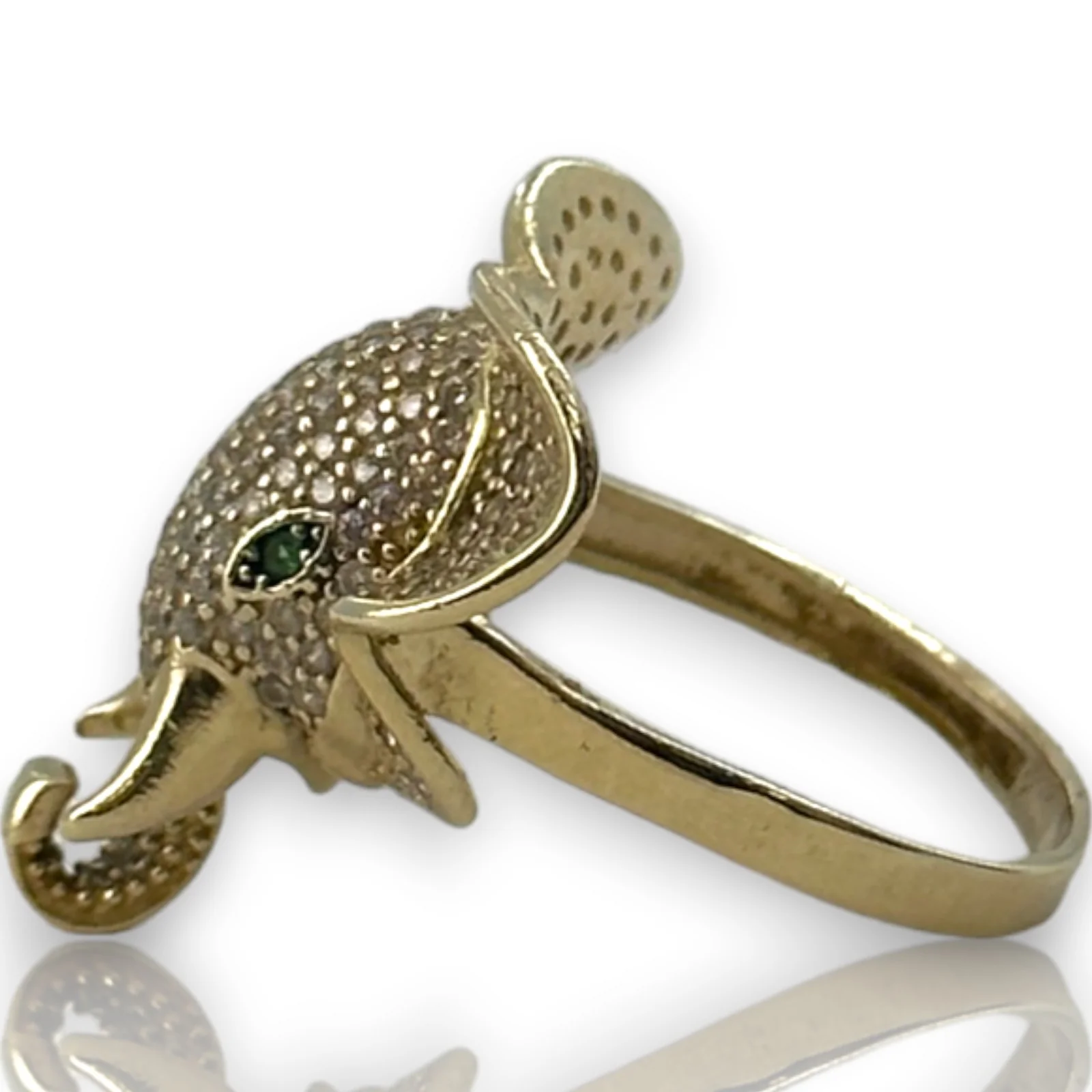 Elephant Head Cocktail Statement Ring CZ Cubic Zirconia Size 7 Solid 14kt Yellow Gold WJD Exclusives - Image 3