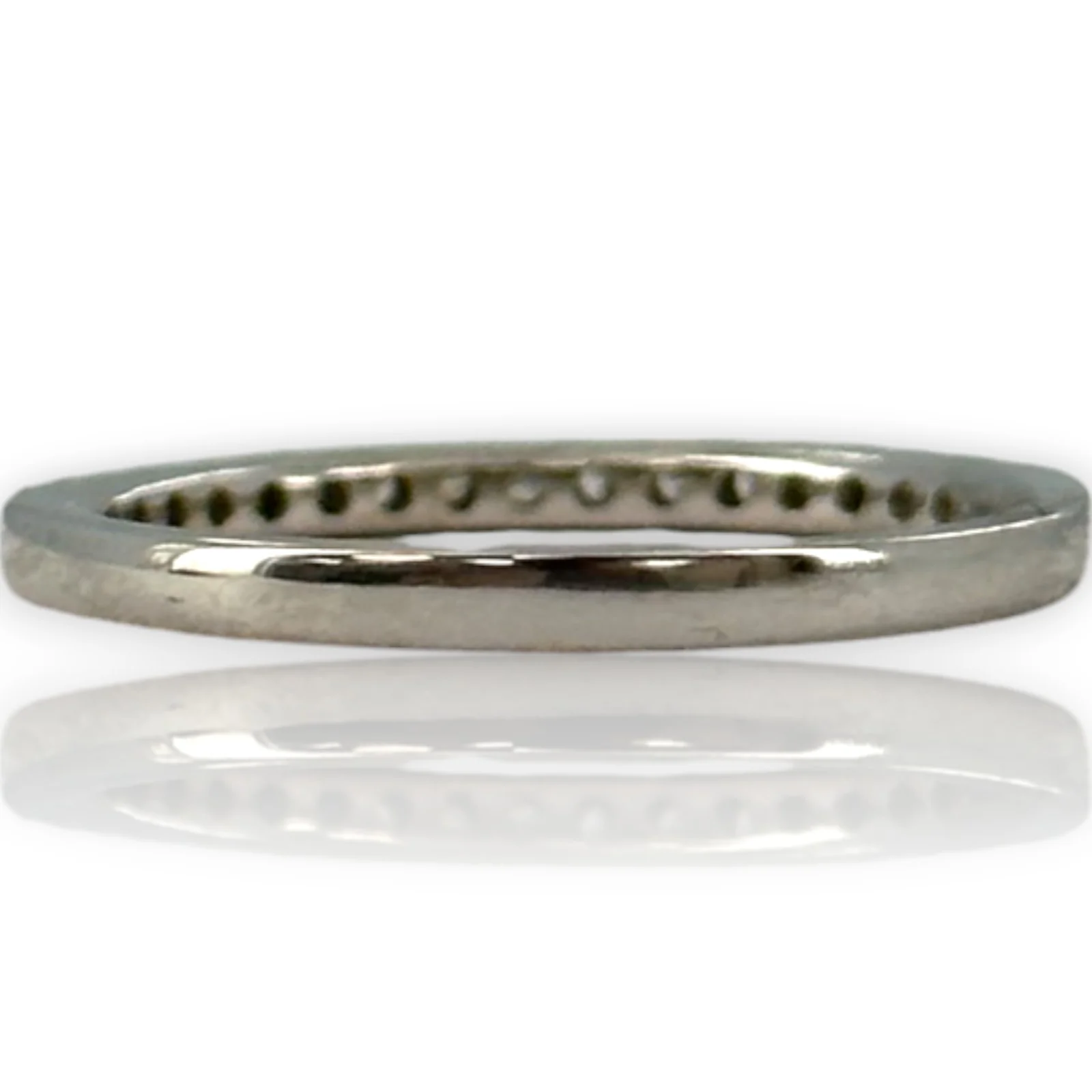 EMA Solid 18kt White Gold and Diamond Half Eternity Wedding Band Stackable Accent Ring - Image 5