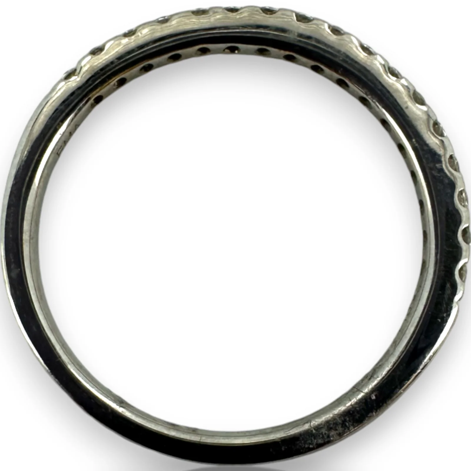 EMA Solid 18kt White Gold and Diamond Half Eternity Wedding Band Stackable Accent Ring - Image 6