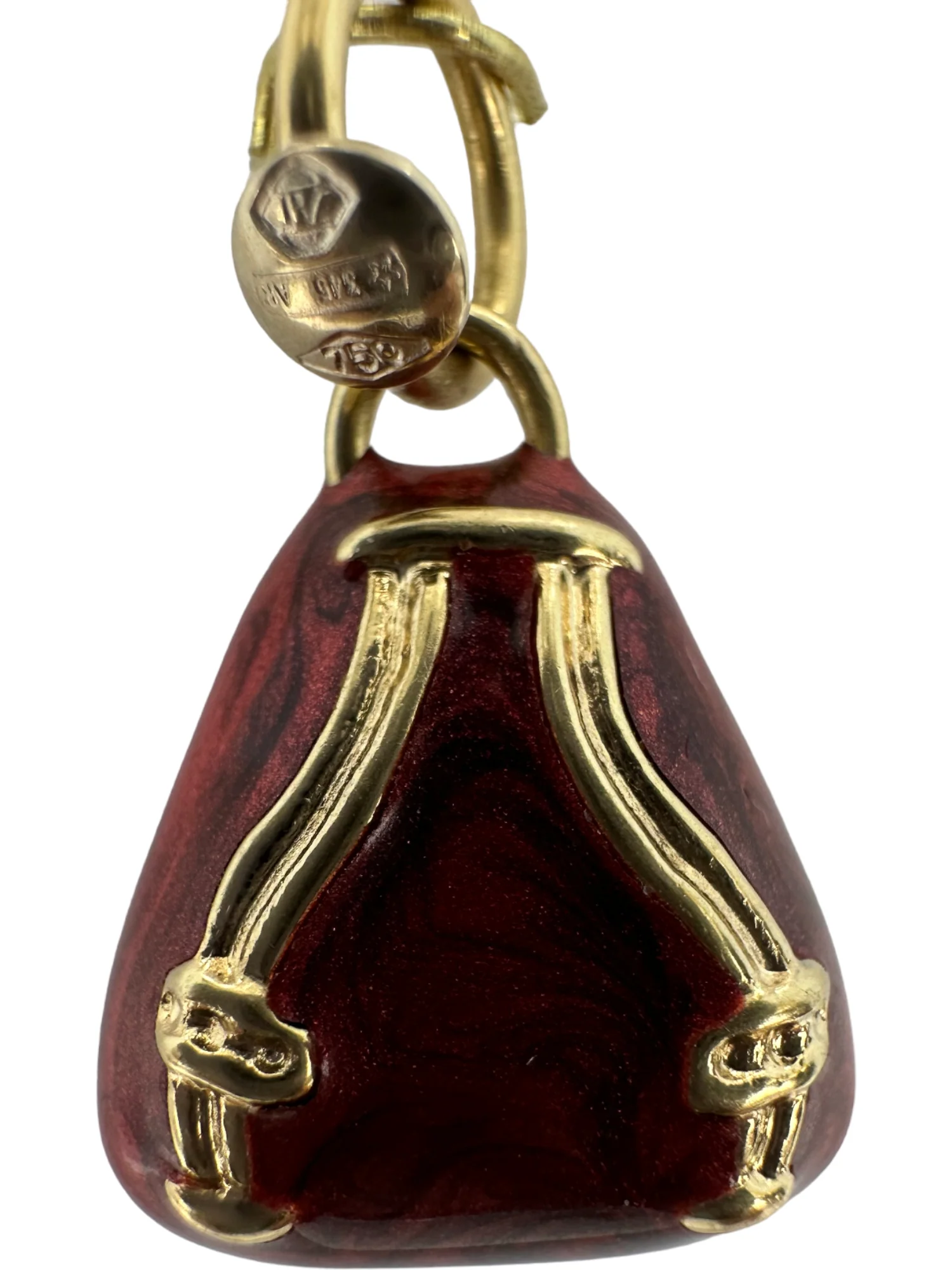 Enameled Red Backpack Rucksack Knapsack 18k 750 Yellow Gold Charm Pendant - Image 2