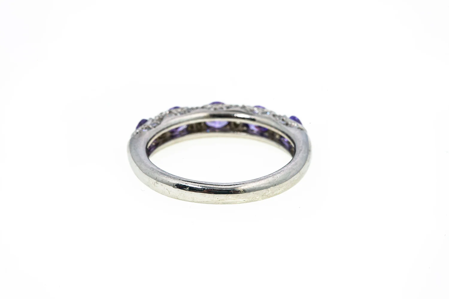 ESPO Purple Kunzite & Cubic Zirconia Pave Accent Band 925 Sterling Silver Ring Size 8 - Image 4