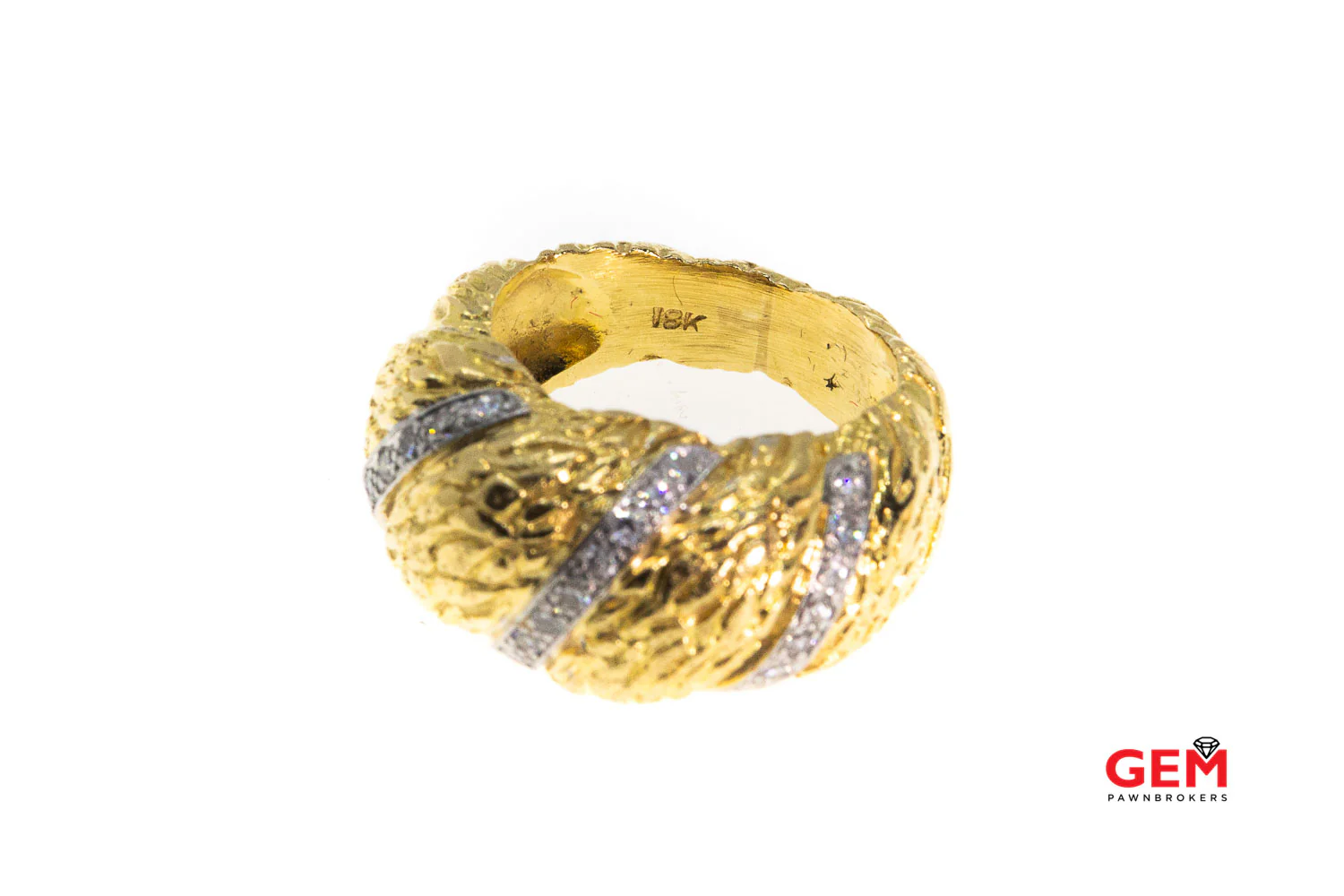 Estate Diamond Twisted Rope Statement 18K 750 Gold Dome Ring Size 5 1/2 - Image 4