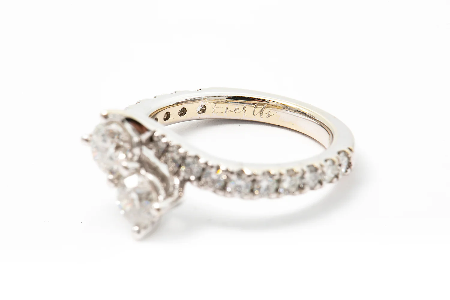 Ever Us Kays Two Stone Diamond Bypass 14k 585 White Gold Engagement Ring - Image 6