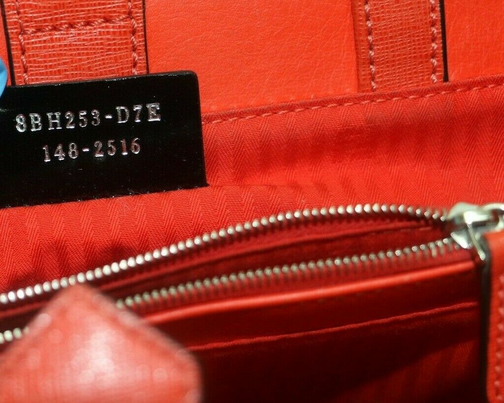 FENDI 2Jours Saffiano Mini Tote Bag, Red Orange 8BH253-D73 - Image 11