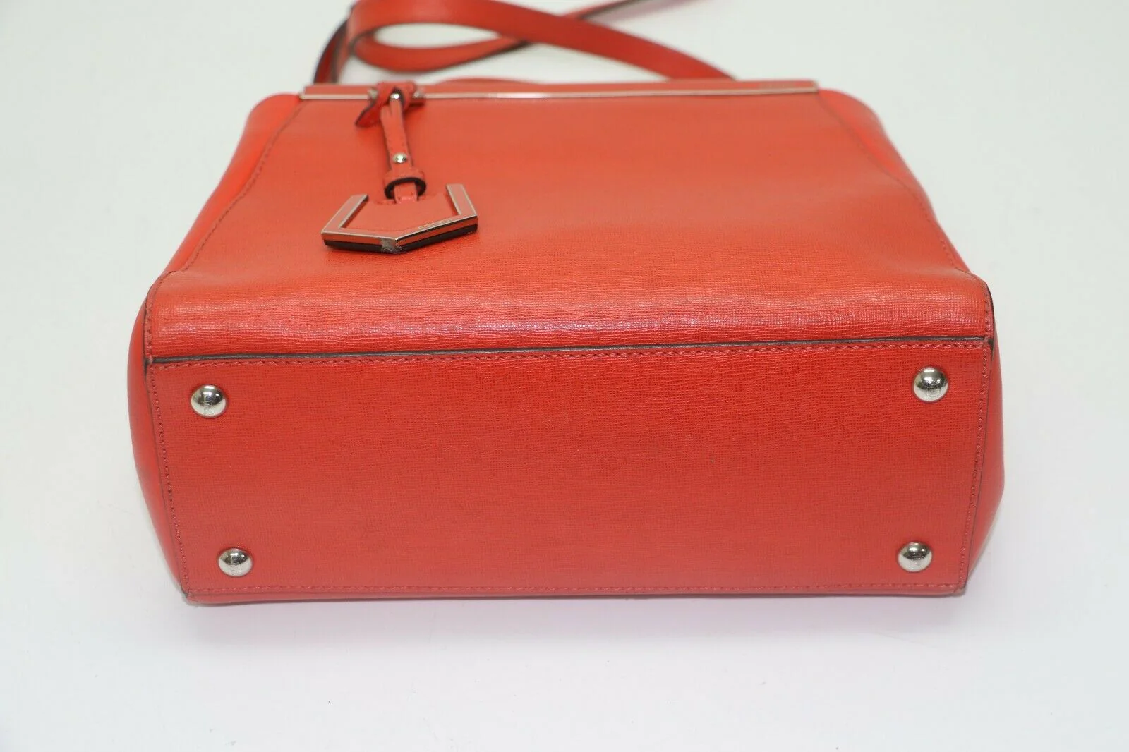 FENDI 2Jours Saffiano Mini Tote Bag, Red Orange 8BH253-D73 - Image 5