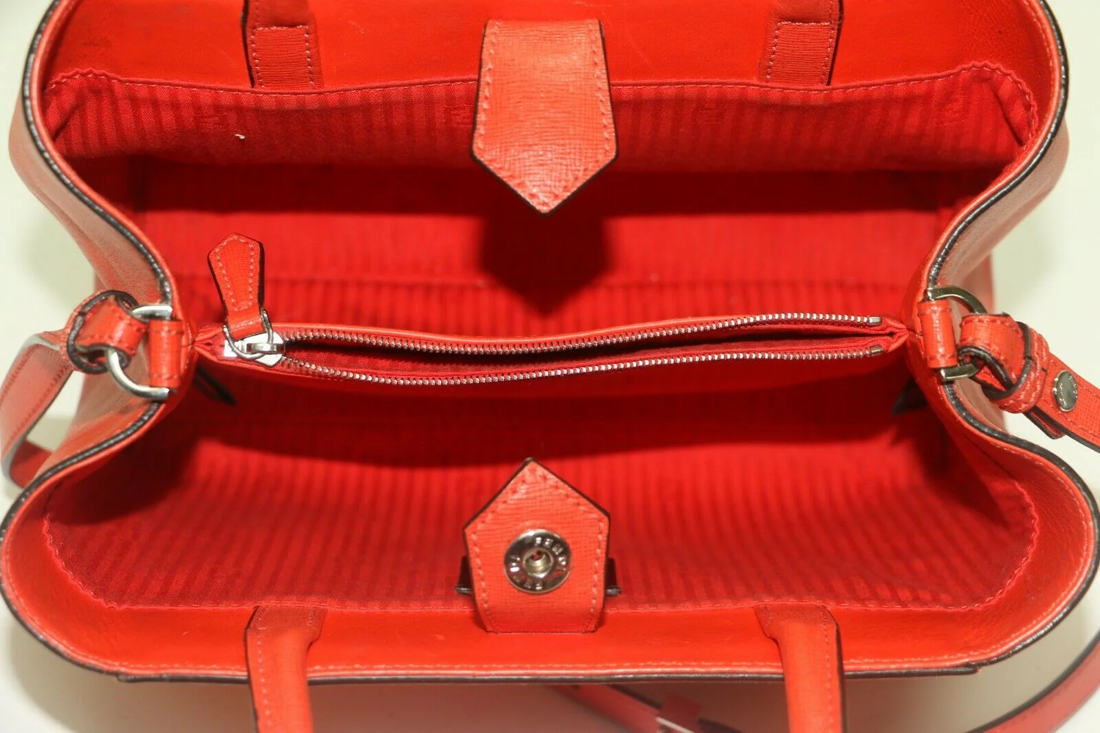 FENDI 2Jours Saffiano Mini Tote Bag, Red Orange 8BH253-D73 - Image 9