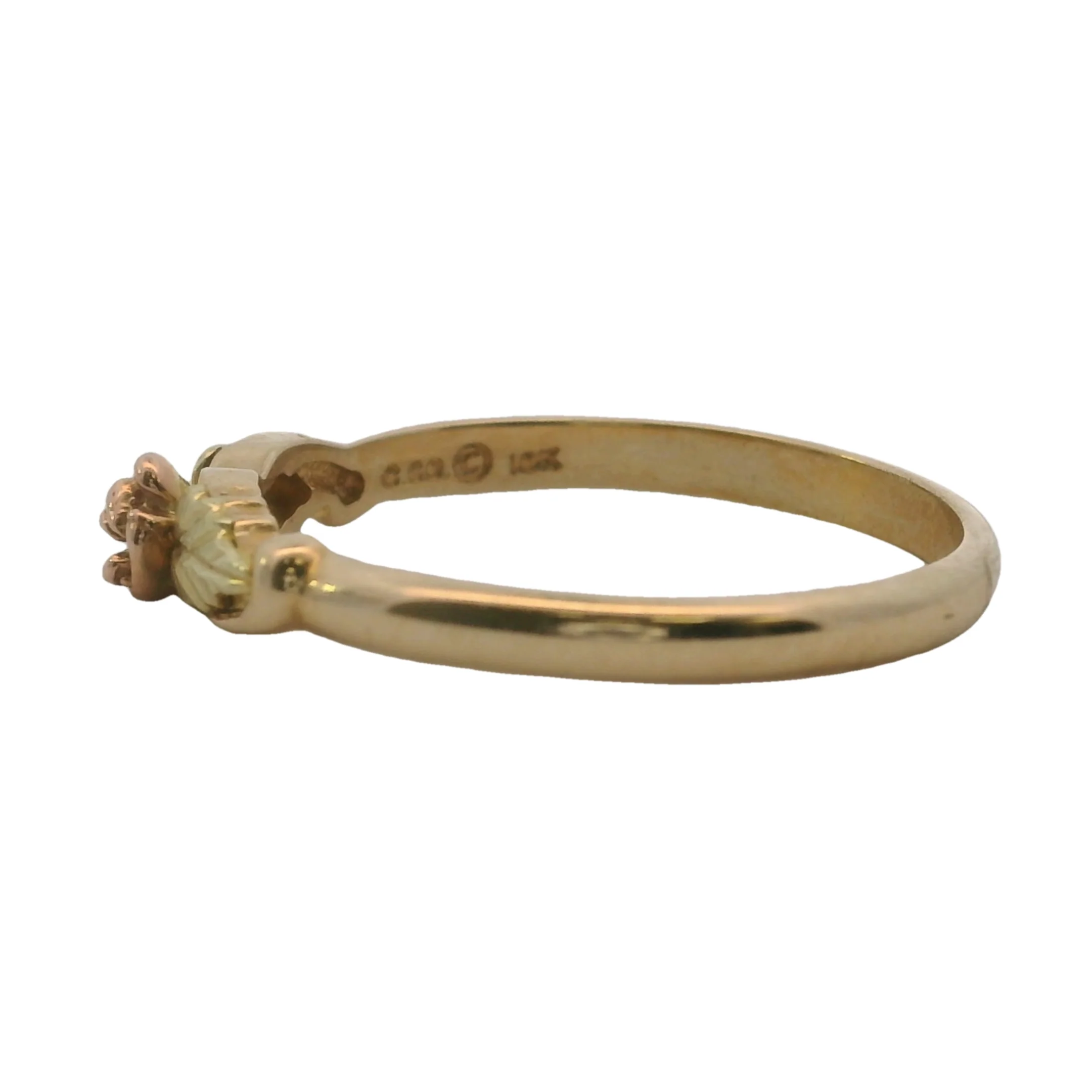 Flower Rose & Yellow Gold Band Stackable Ring 10k 417 Size 8 - Image 2