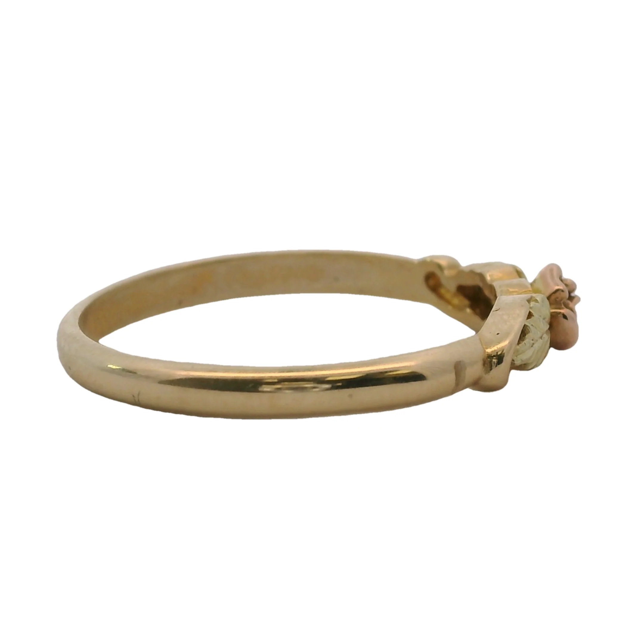 Flower Rose & Yellow Gold Band Stackable Ring 10k 417 Size 8 - Image 3