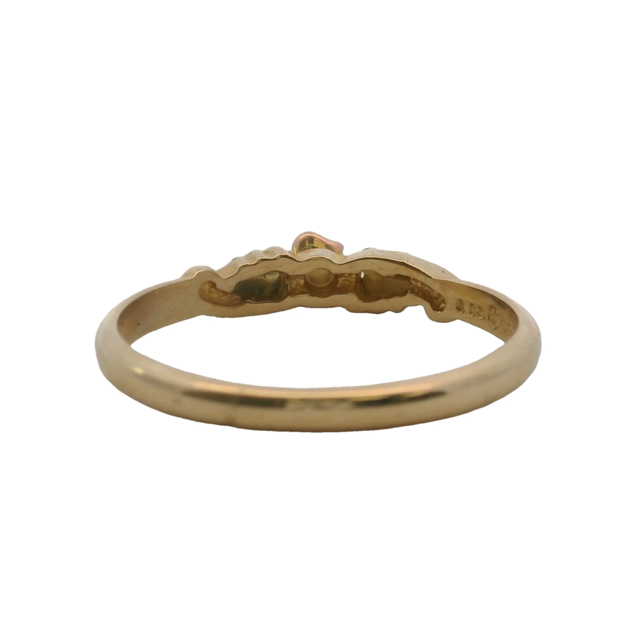 Flower Rose & Yellow Gold Band Stackable Ring 10k 417 Size 8 - Image 4
