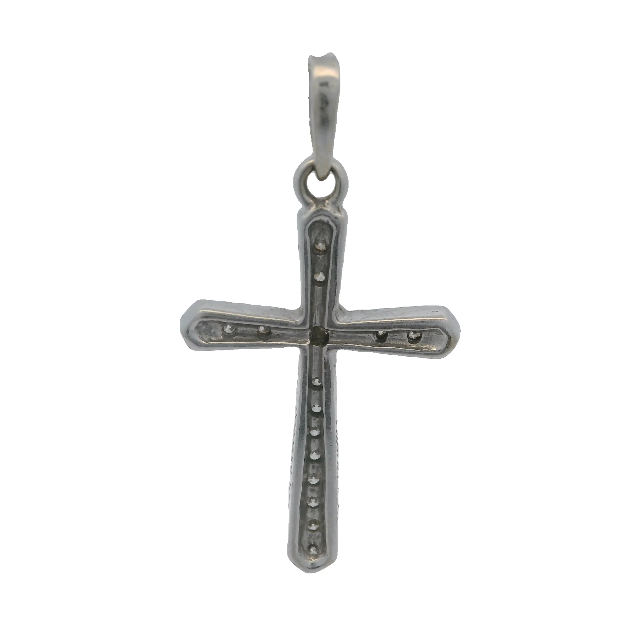 Gabriel & Co 14kt White Gold and Diamond Milgrain Cross Necklace Pendant - Image 2