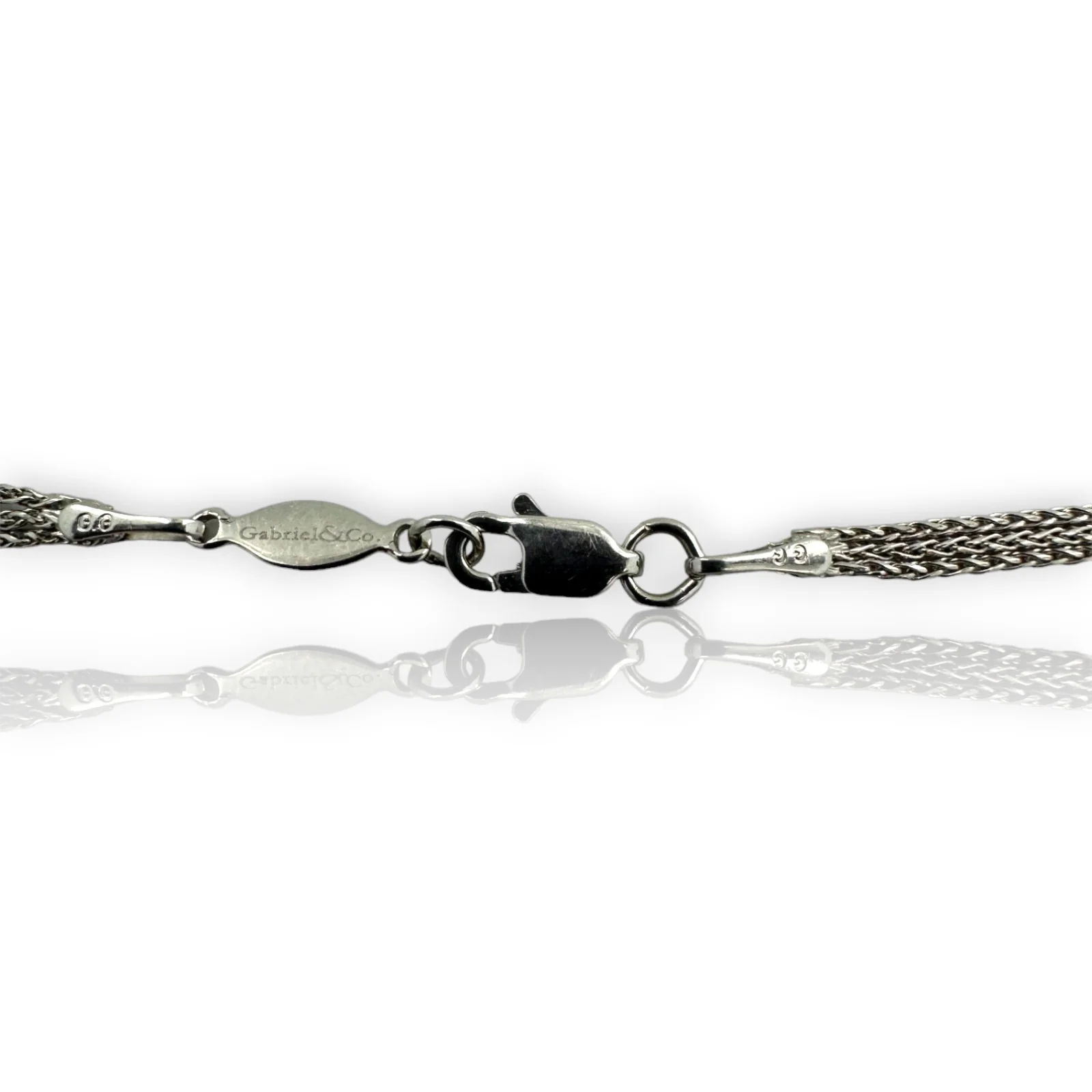Gabriel & Co Signed 14k Solid White Gold Triple Small Rope 16" Chain - Image 4