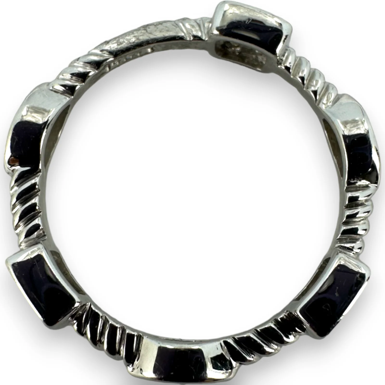 Geometric Stackable Diamond Eternity Band Ring 14k 585 White Gold Size 6.5 - Image 3