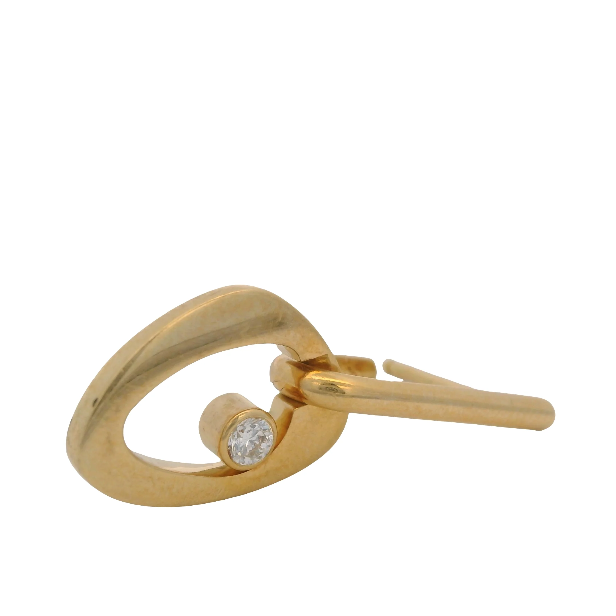 Georg Jensen Rare Solid 18kt Yellow Gold Modern Single Dangle Earring with Diamond - Image 10
