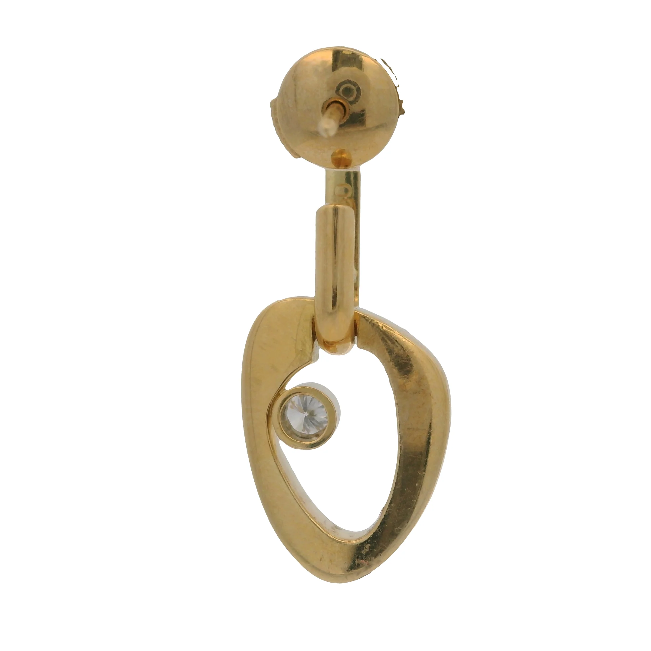 Georg Jensen Rare Solid 18kt Yellow Gold Modern Single Dangle Earring with Diamond - Image 2