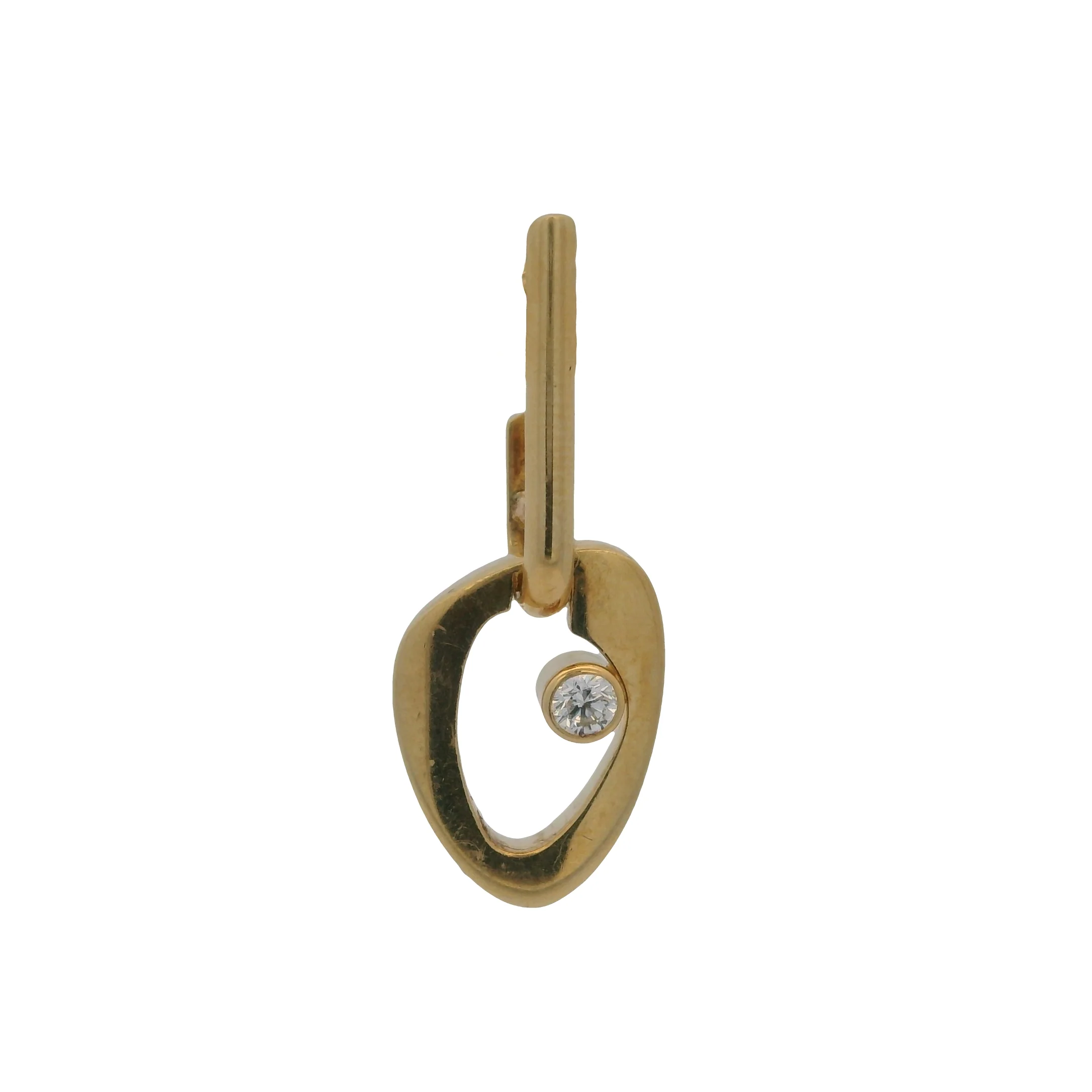 Georg Jensen Rare Solid 18kt Yellow Gold Modern Single Dangle Earring with Diamond - Image 3