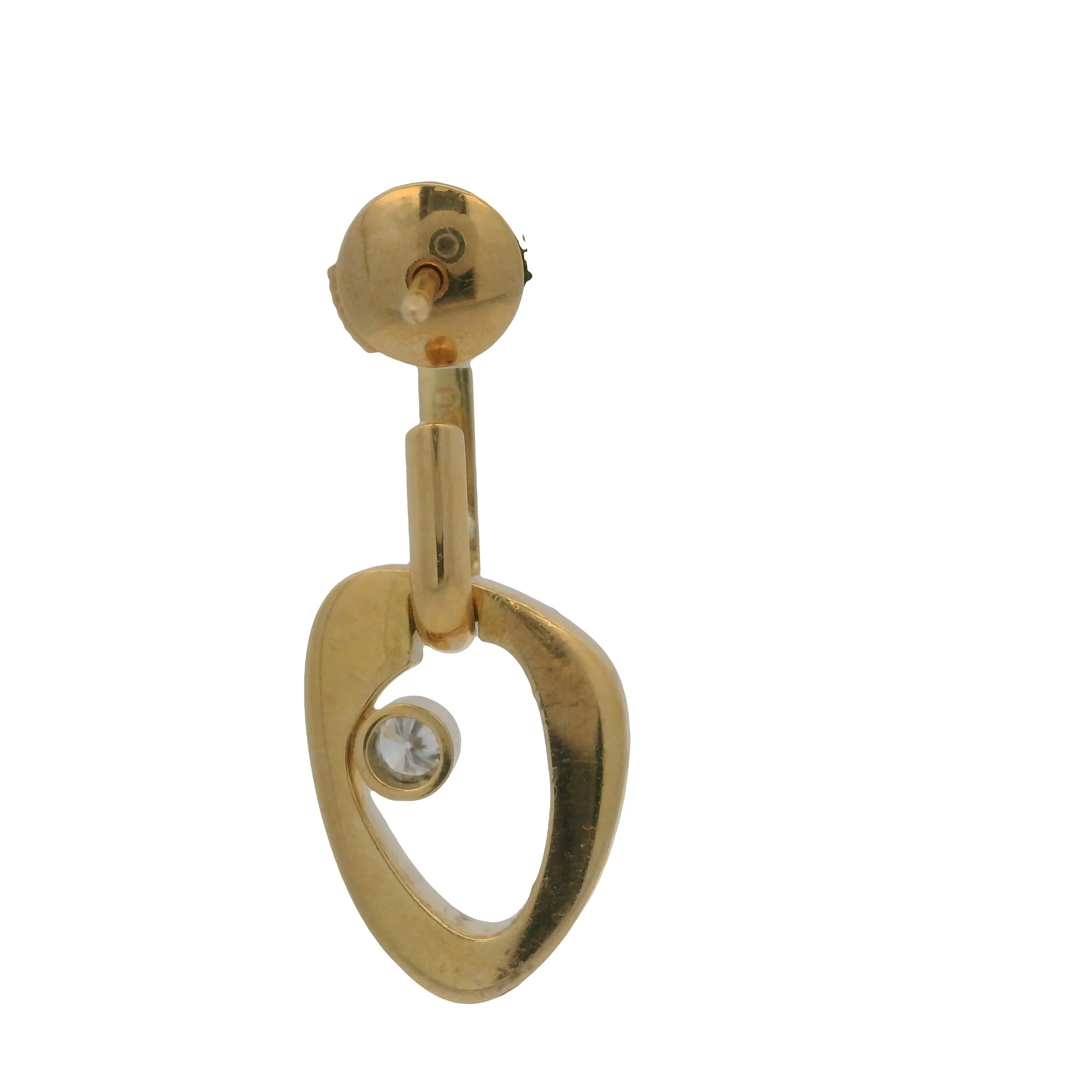 Georg Jensen Rare Solid 18kt Yellow Gold Modern Single Dangle Earring with Diamond - Image 4