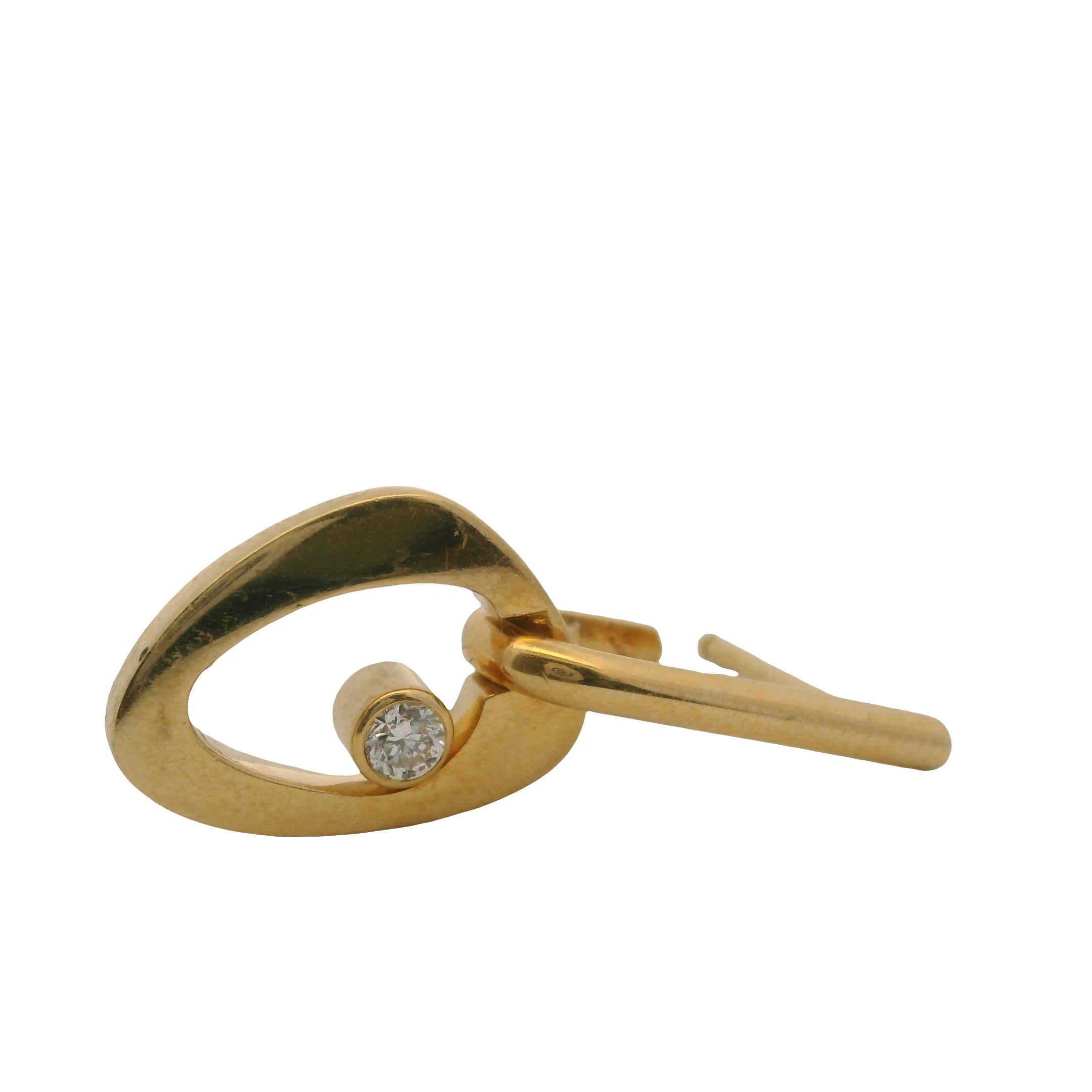 Georg Jensen Rare Solid 18kt Yellow Gold Modern Single Dangle Earring with Diamond - Image 5