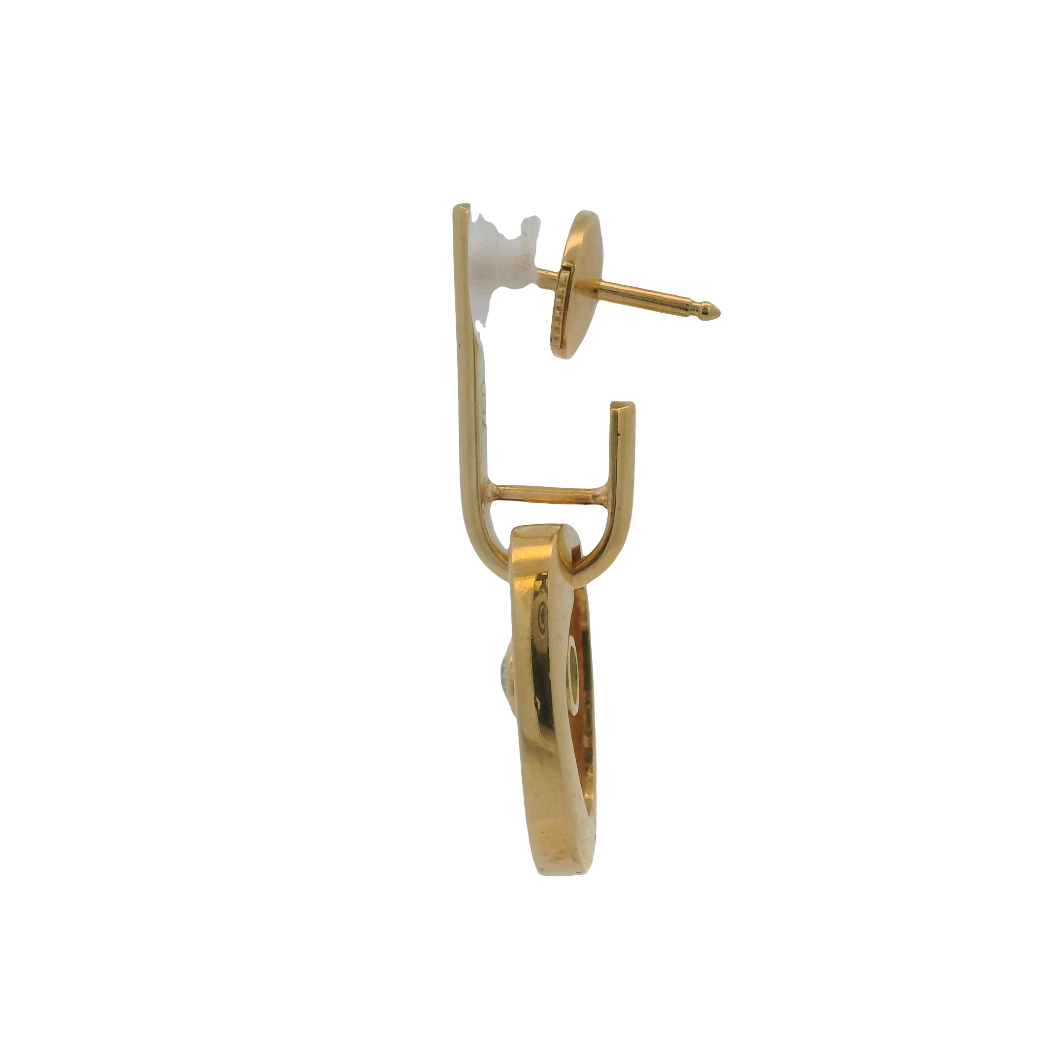 Georg Jensen Rare Solid 18kt Yellow Gold Modern Single Dangle Earring with Diamond - Image 6
