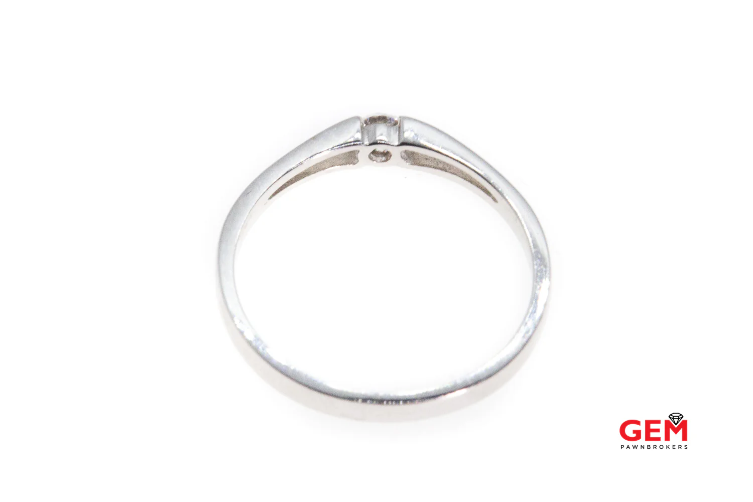 GJ Inc Raised Diamond Solitaire Pierced Thin Setting Tension Set Wedding Band 18K 750 White Gold Ring Size 5 3/4 - Image 2