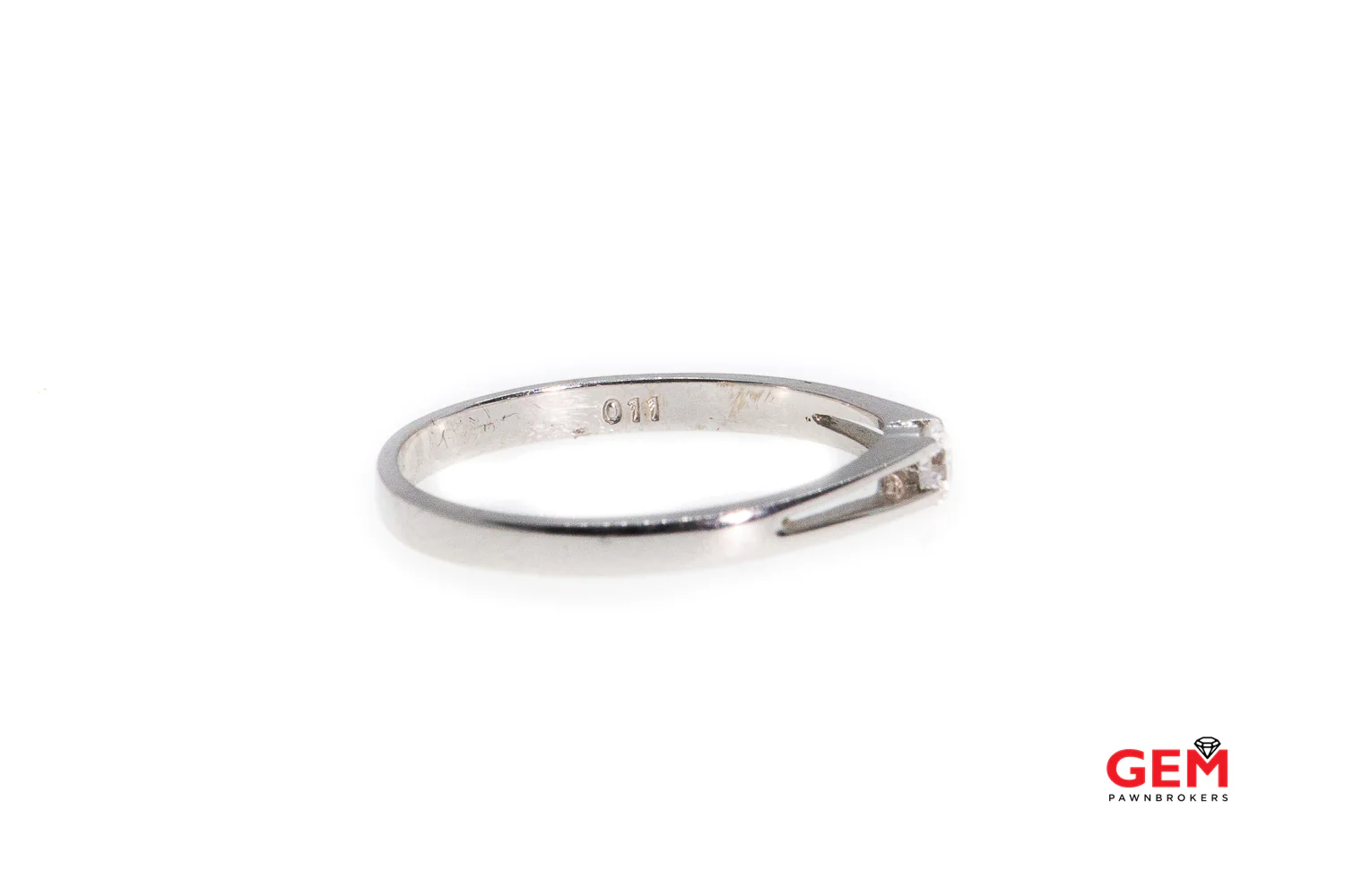 GJ Inc Raised Diamond Solitaire Pierced Thin Setting Tension Set Wedding Band 18K 750 White Gold Ring Size 5 3/4 - Image 4