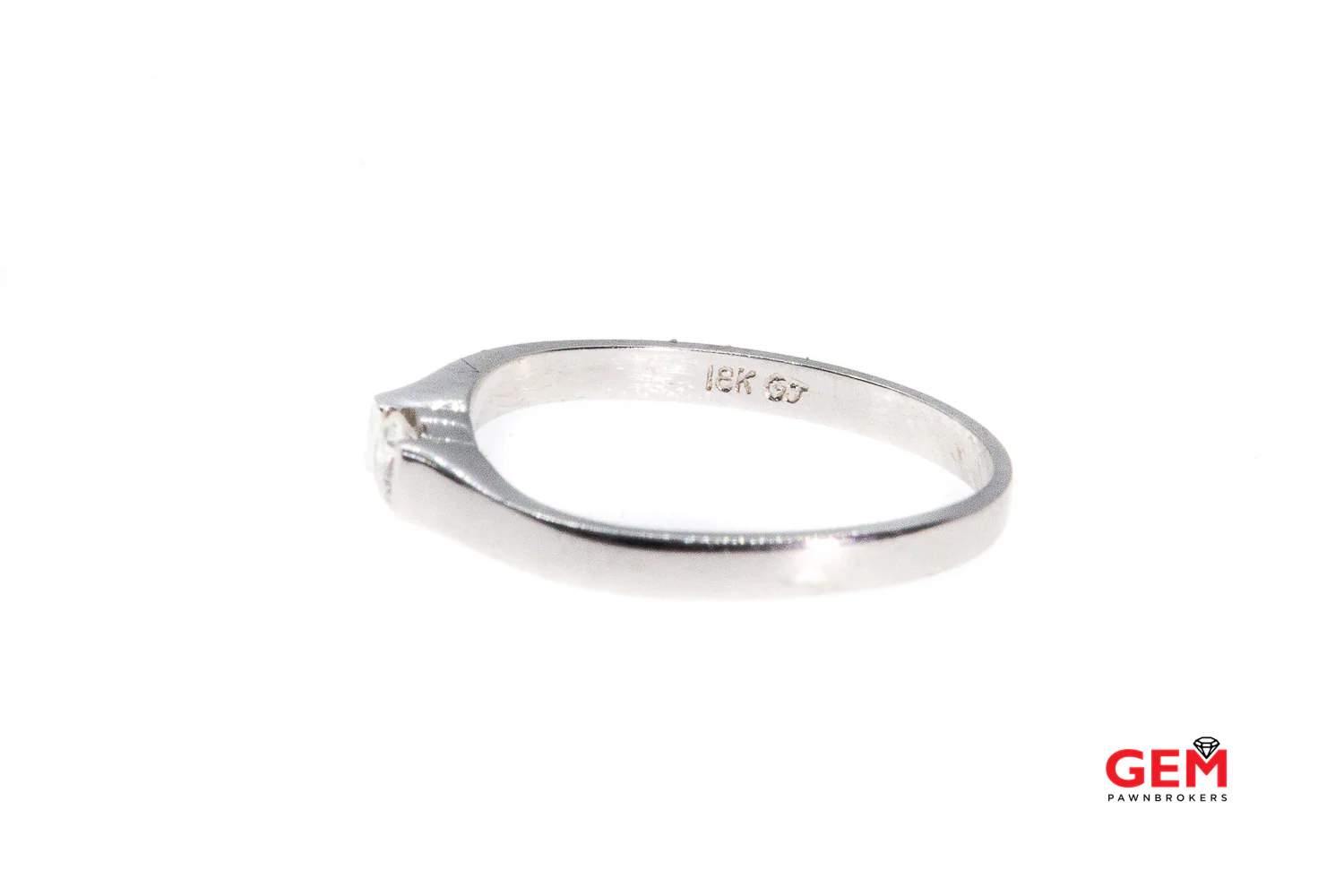 GJ Inc Thin Raise Curved Tension Set Diamond Solitaire Wedding Band 14K 585 White Gold Ring 5 1/2 - Image 2