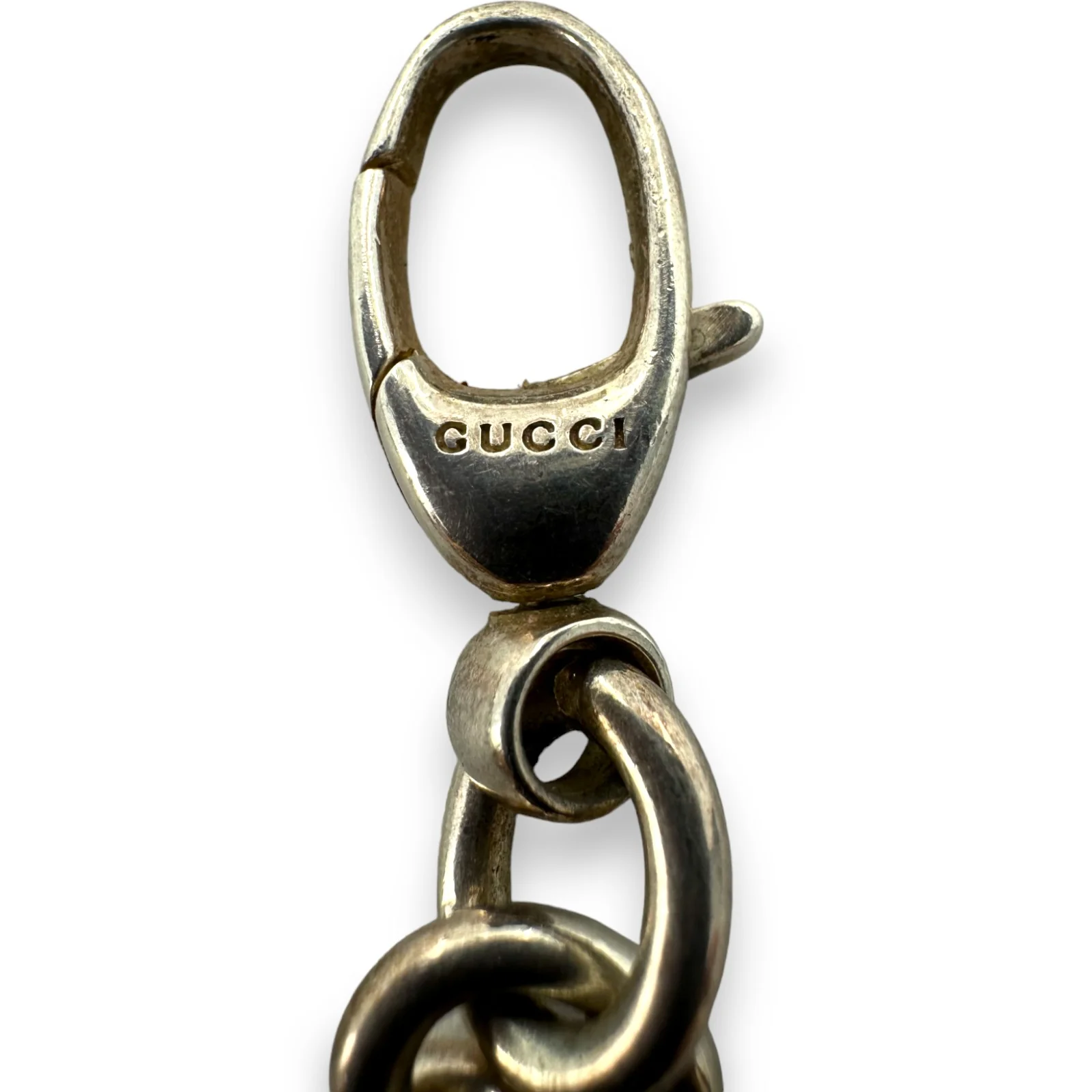 Gucci 925 Sterling Silver Heavy Heart G Logo Charm 7.5" Bracelet Made in Italy - Image 5