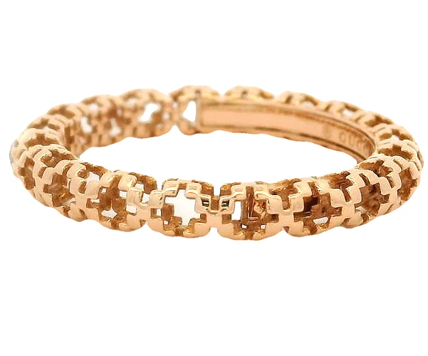 GUCCI Diamantissima Collection 18kt Rose Gold Openwork Band with Single Diamond Made in Italy - Image 2