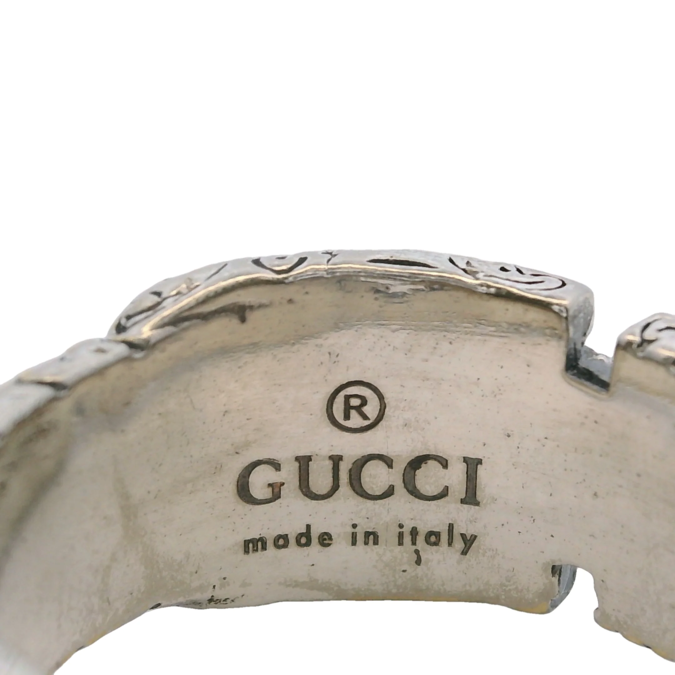 Gucci Garden 925 Sterling Silver Interlocking G Swirl Pattern Belt Buckle Ring Size 9.5 Made In Italy - Image 6