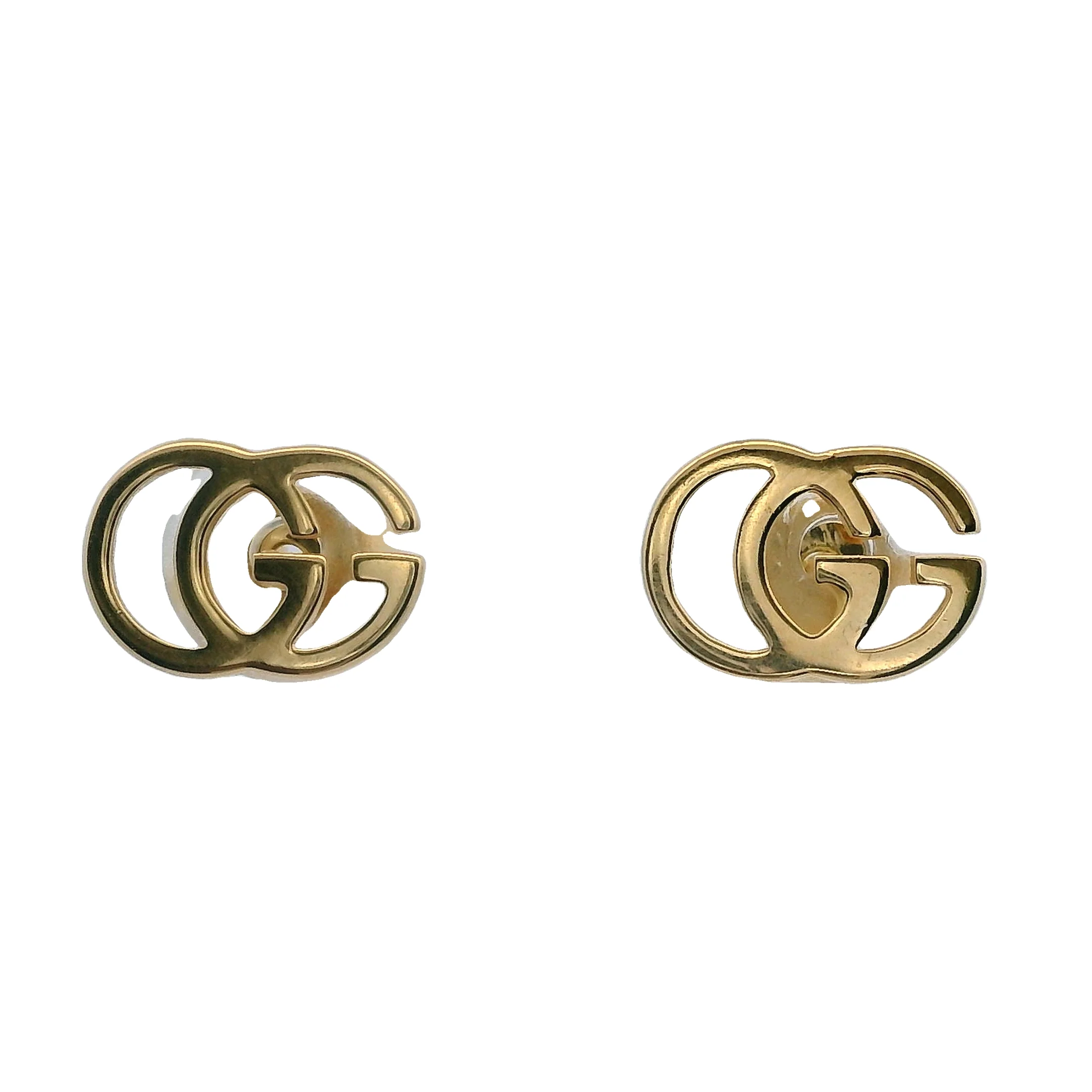 Gucci GG Running Logo Stud Earrings In Solid 18kt Yellow Gold Made in Italy - Image 3