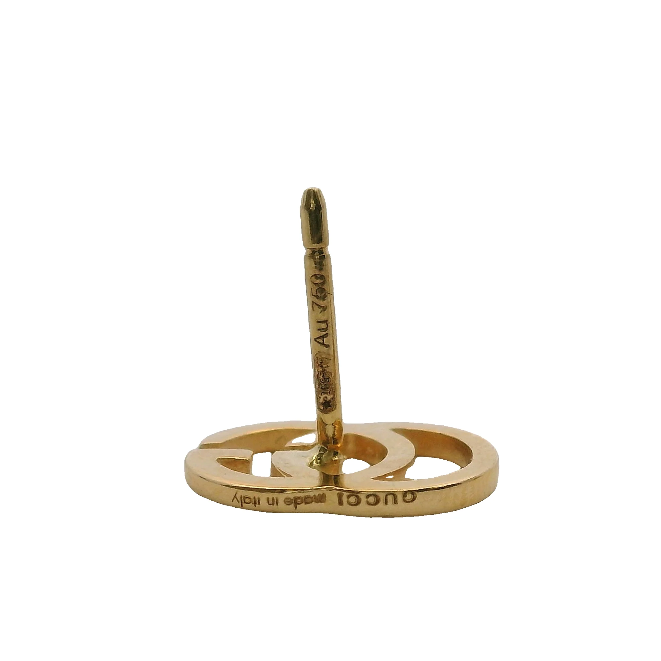 Gucci GG Running Logo Stud Earrings In Solid 18kt Yellow Gold Made in Italy - Image 6