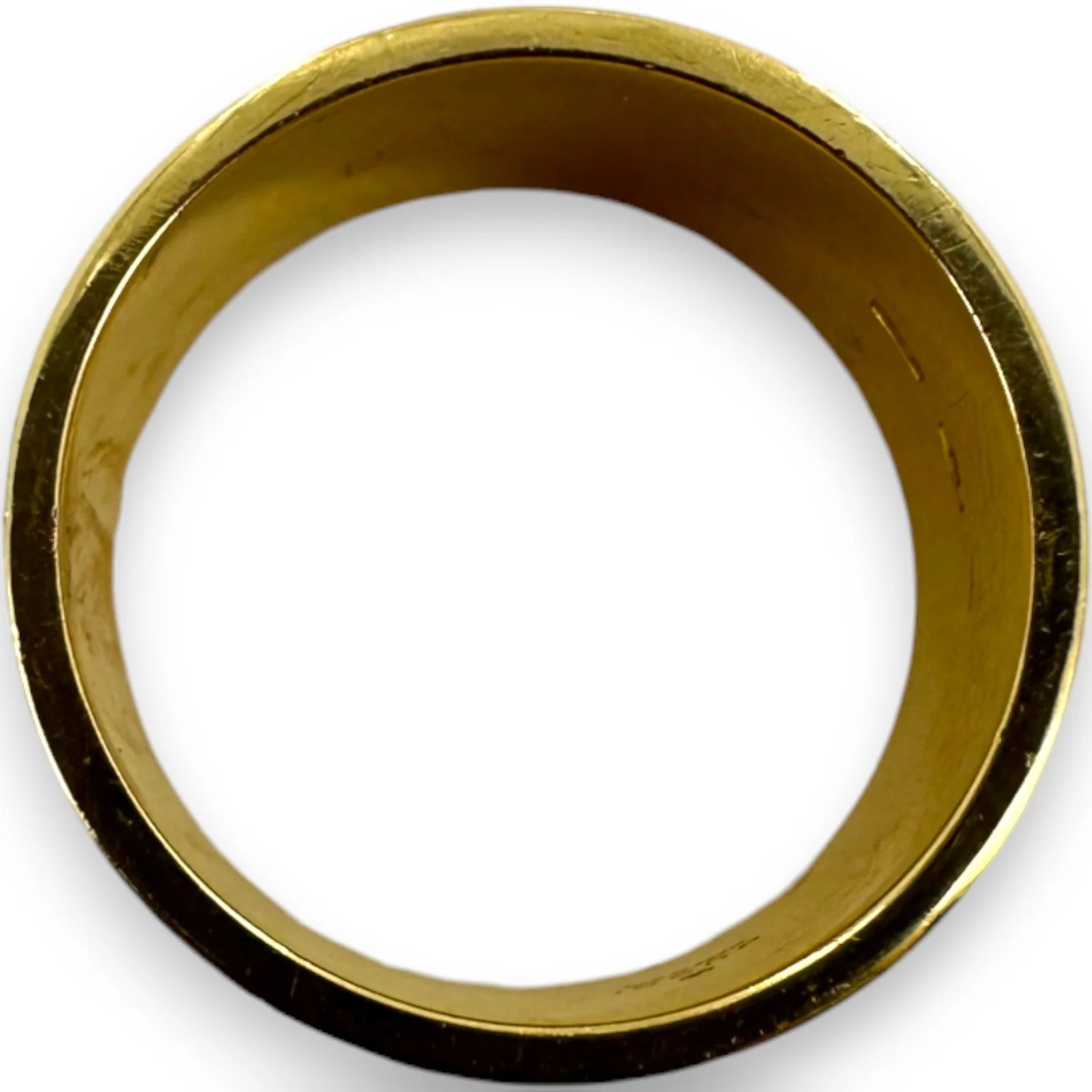 GUCCI Signed Hallmarked Solid 18kt Gold Wide 8.8mm Cigar Band Logo Ring Size 6 - Image 3