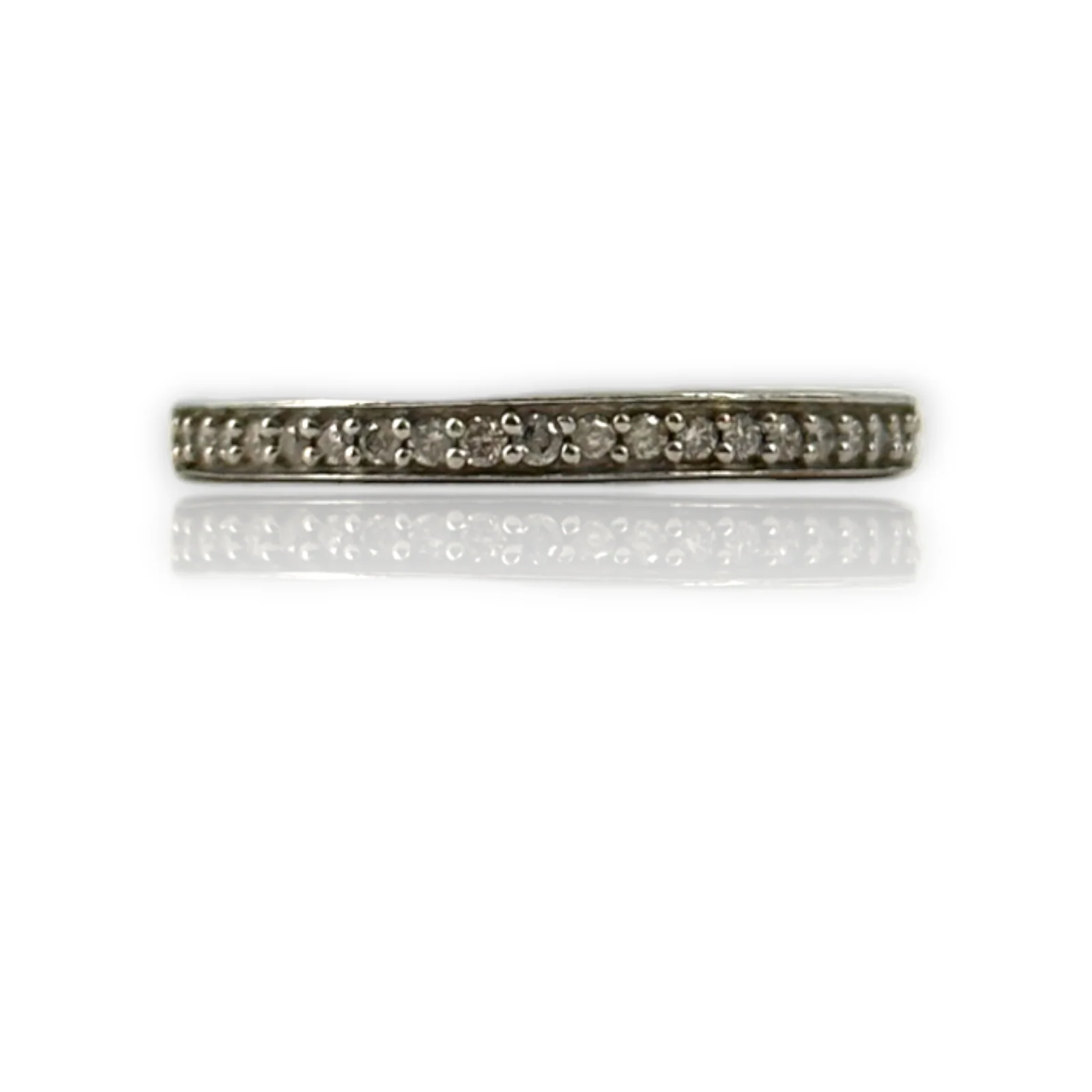 Half Eternity Stackable 14KT 585 White Gold Diamond Wedding Band Ring Size 5.5