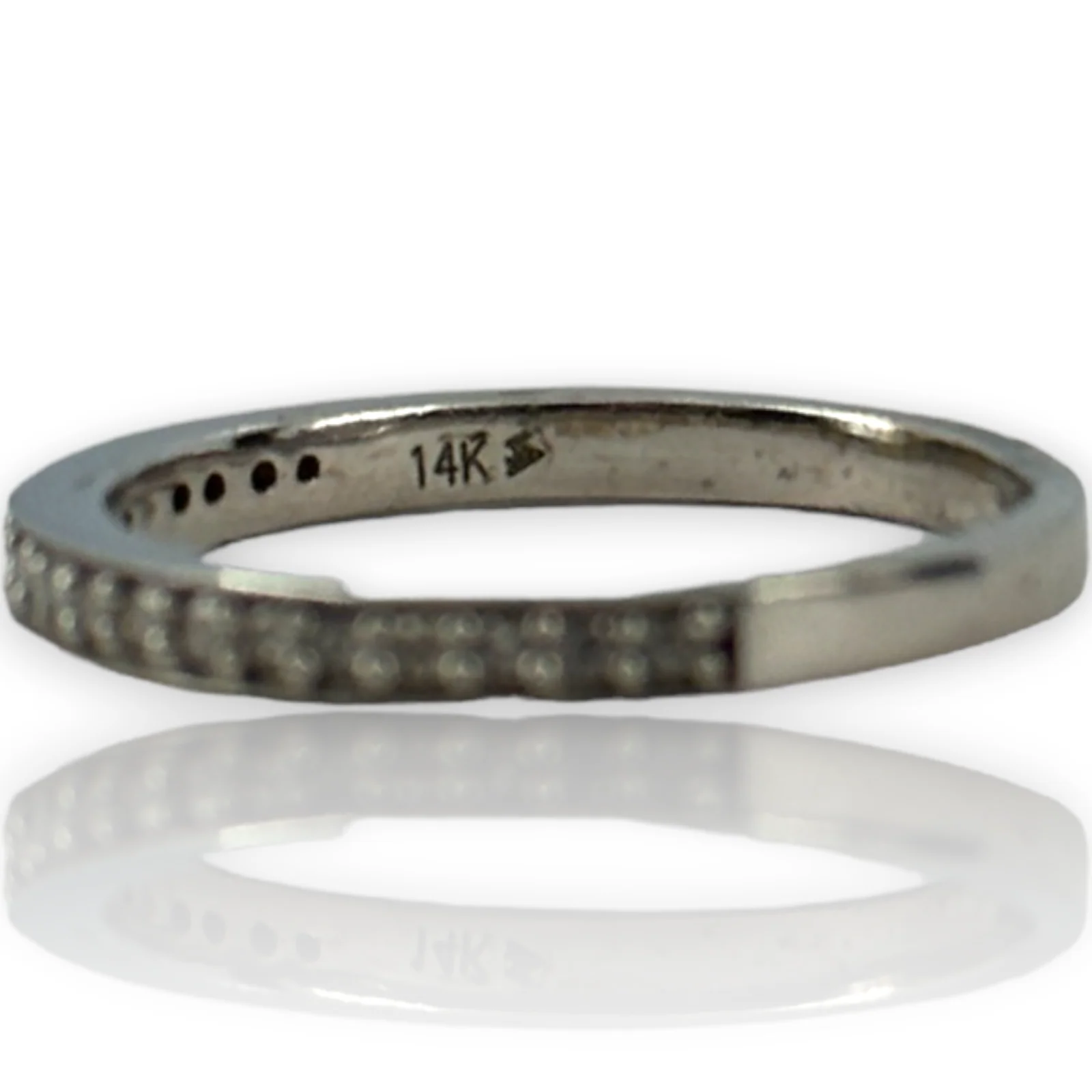 Half Eternity Stackable 14KT 585 White Gold Diamond Wedding Band Ring Size 5.5 - Image 4